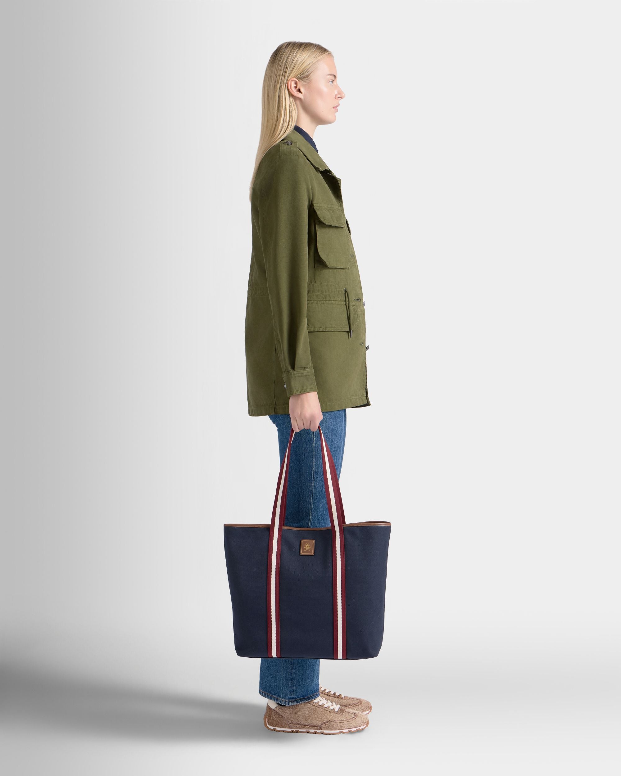 Bally Global - Edelbliss トートバッグ ネイビーブルー キャンバス Bally Ribbon - ブルー
