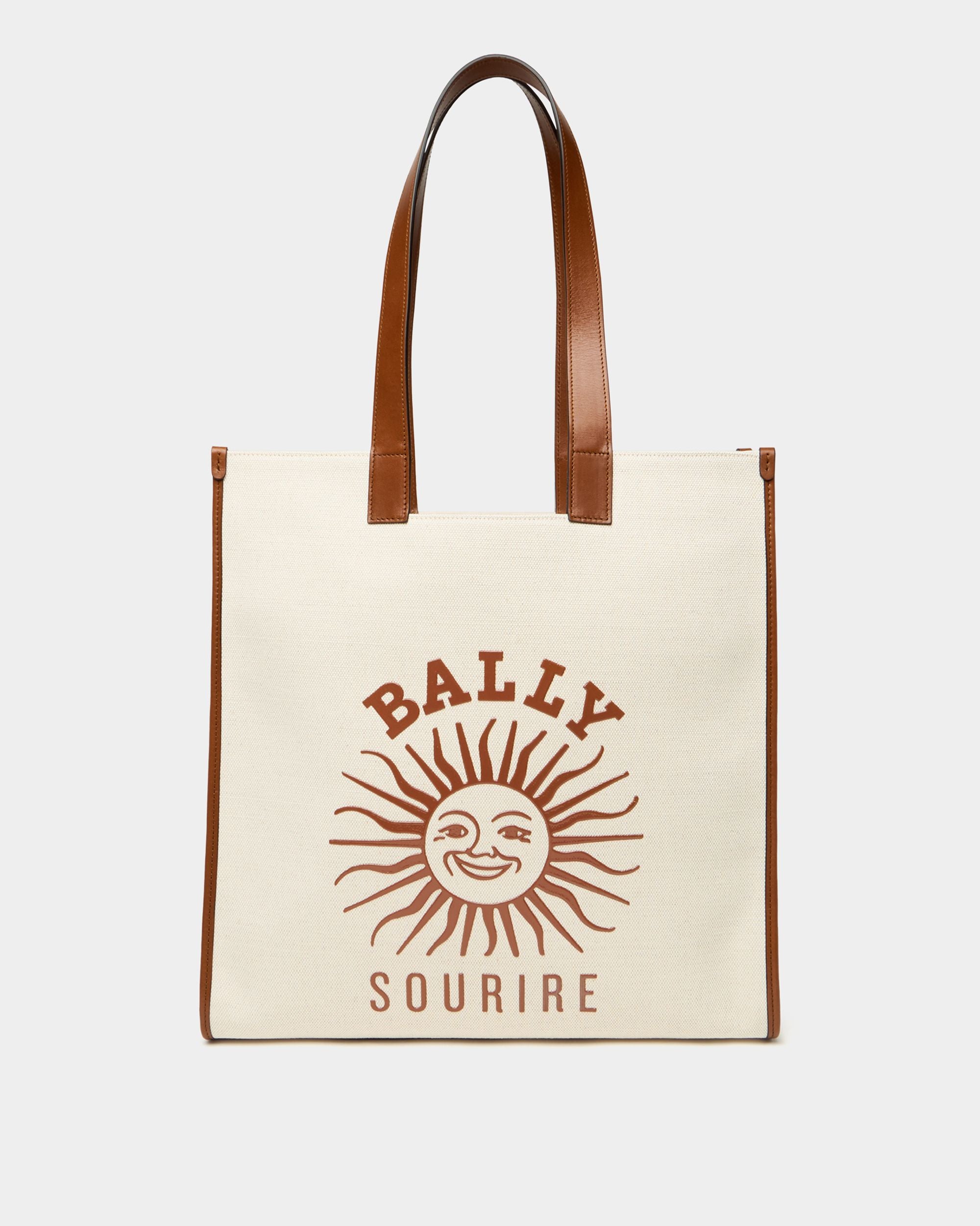 Bally Global - Easy Bally Tote Bag in Natural Cotton Canvas - White