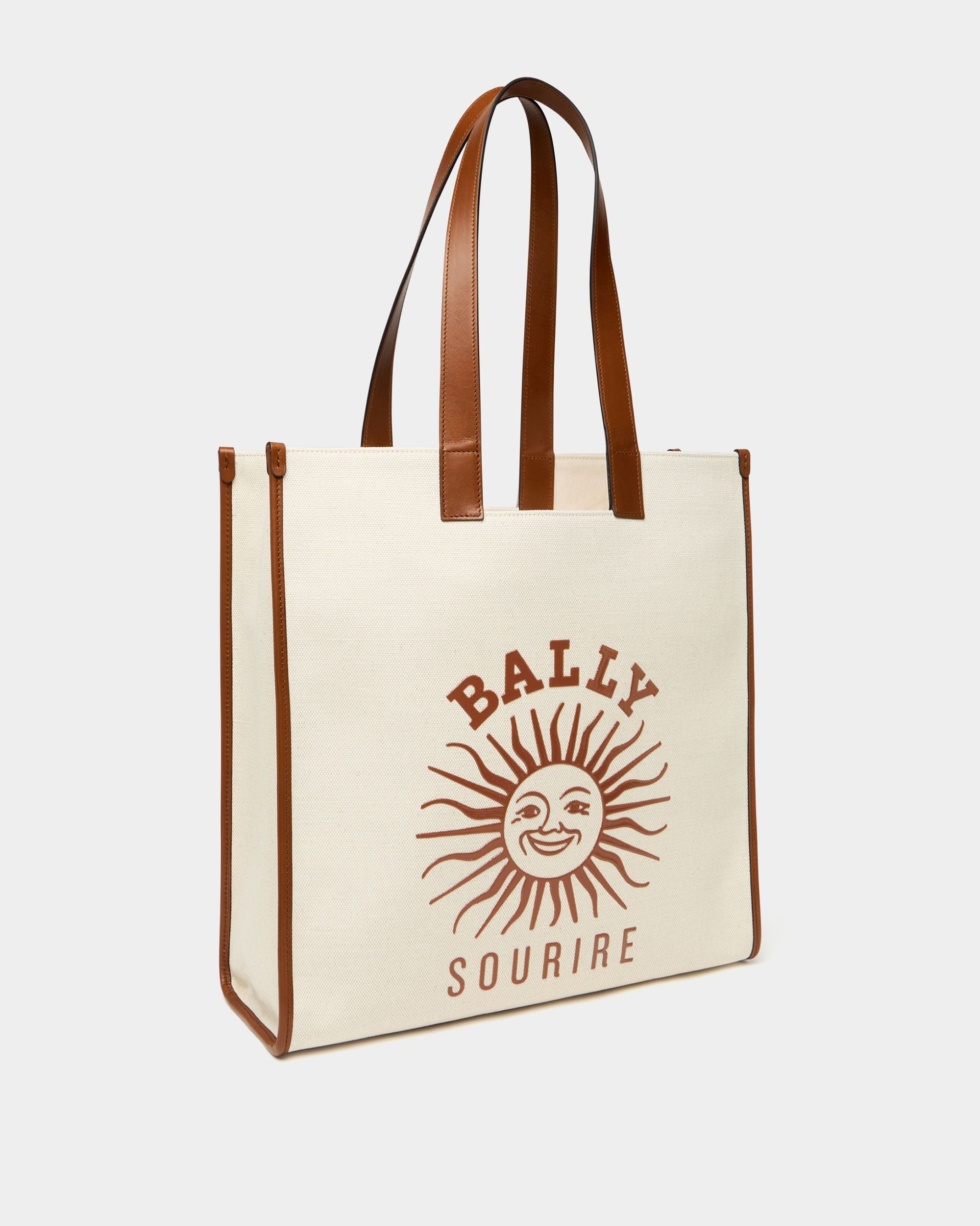 Bally Global - Easy Bally Tote Bag in Natural Cotton Canvas - White