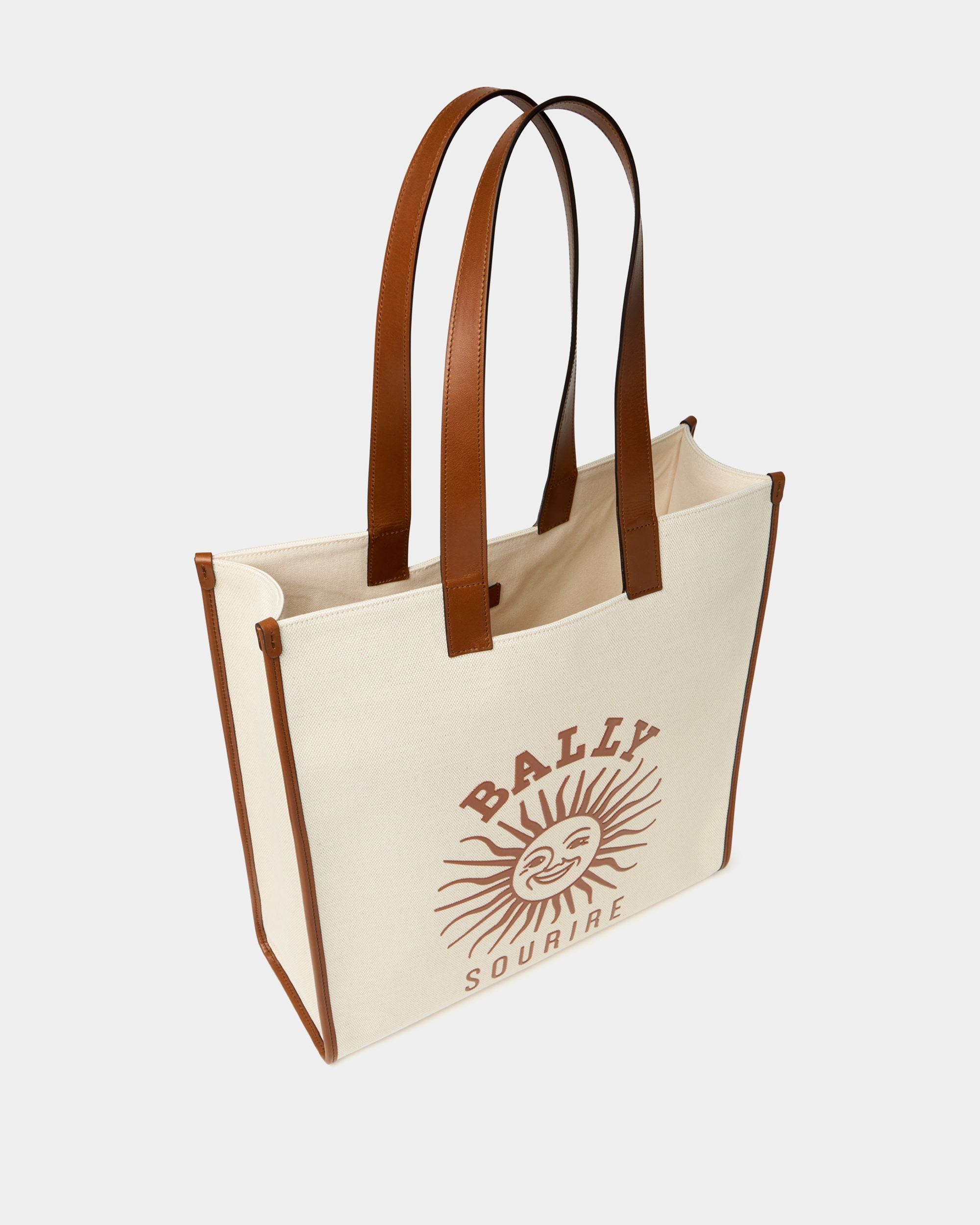 Bally Global - Easy Bally Tote Bag in Natural Cotton Canvas - White