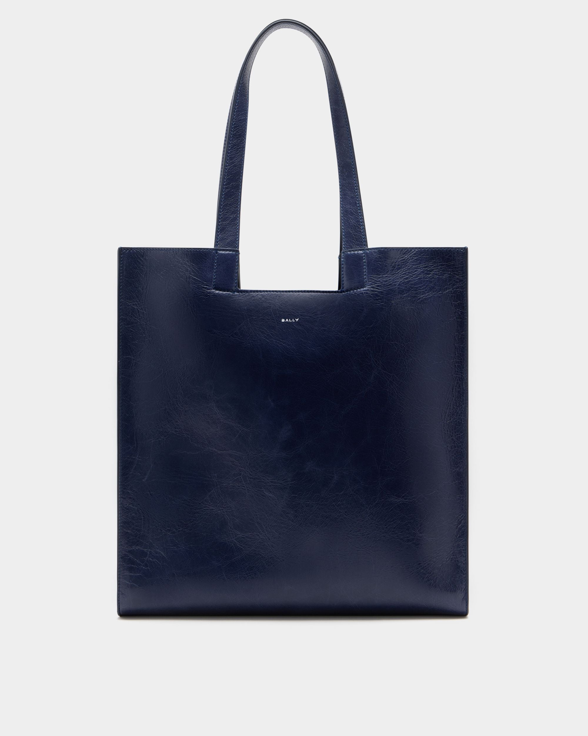 Bally Global - Easy Bally Tote Bag in Navy Blue Leather - Blue