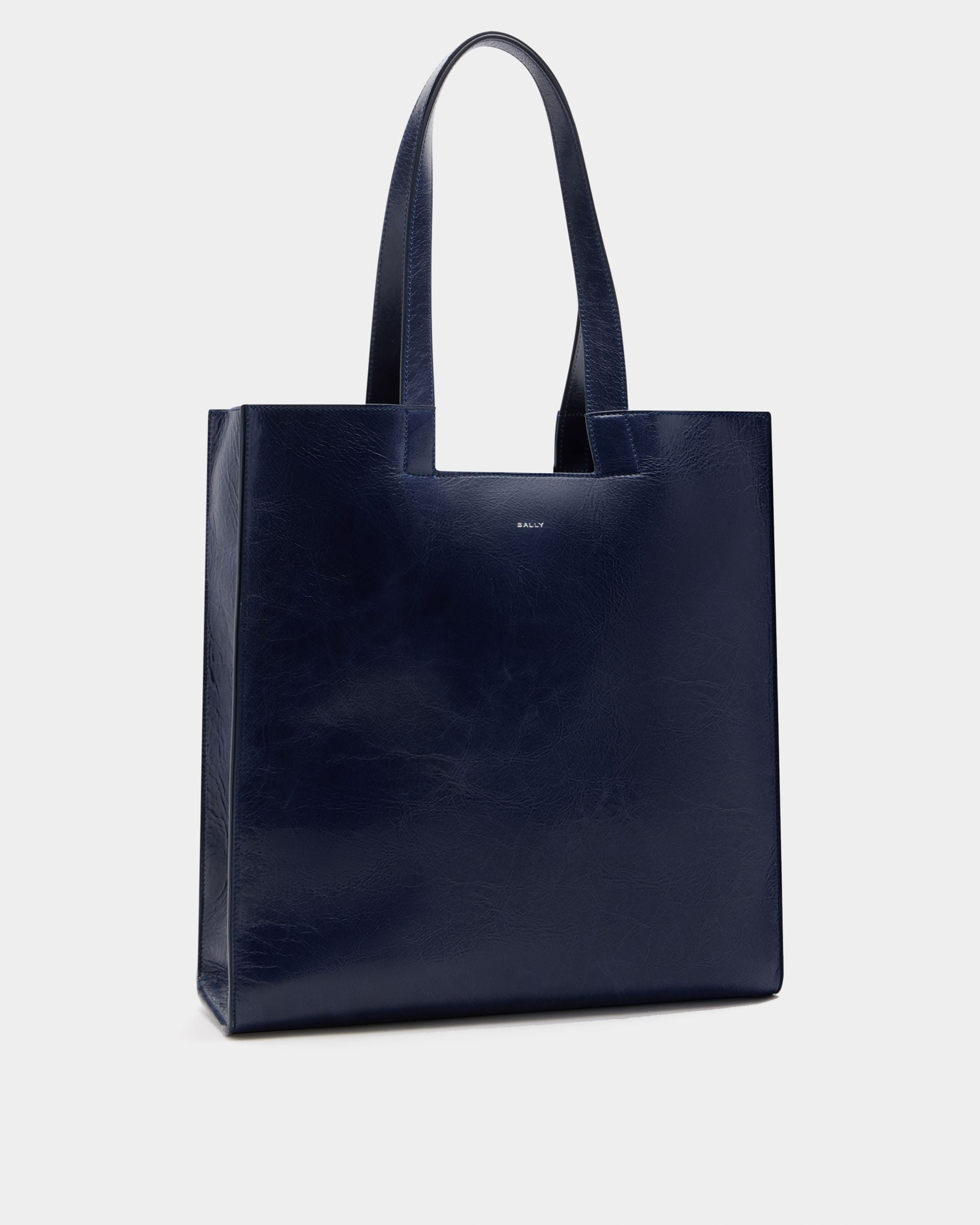 Bally Global - Easy Bally Tote Bag in Navy Blue Leather - Blue