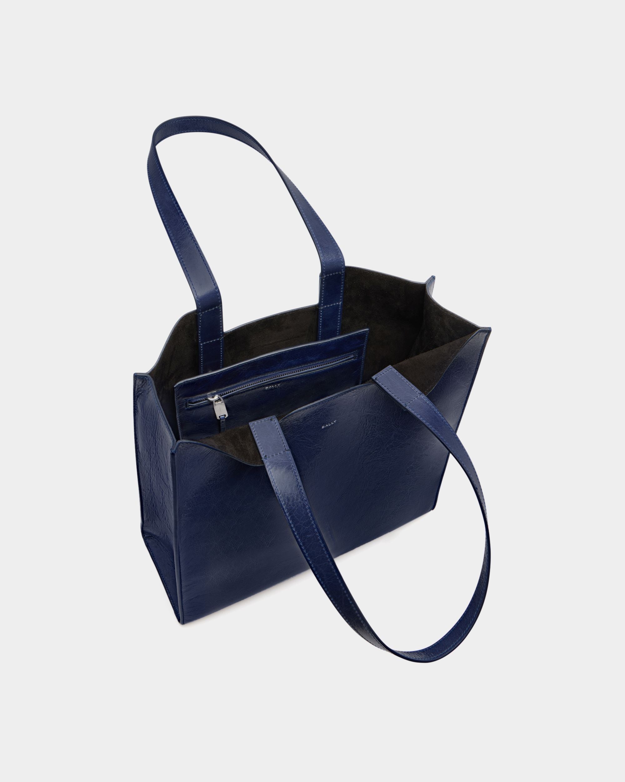 Bally Global - Easy Bally Tote Bag in Navy Blue Leather - Blue