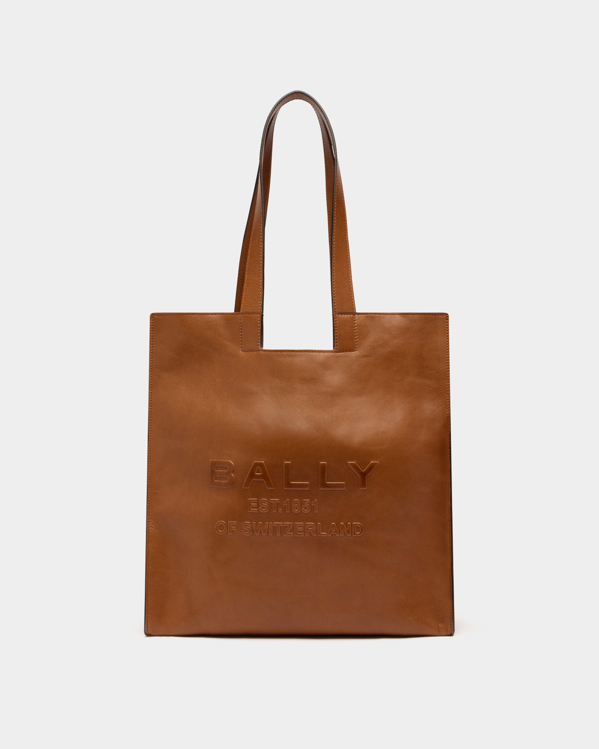 Bally Global - Easy Bally Tote Bag in Amber Brown Leather - Brown