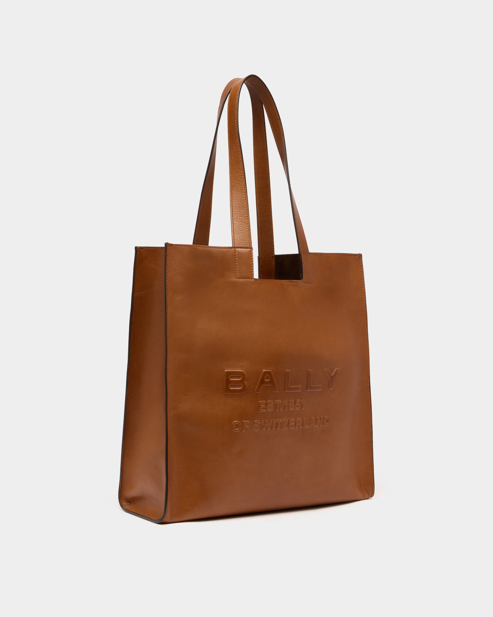 Bally Global - Easy Bally Tote Bag in Amber Brown Leather - Brown