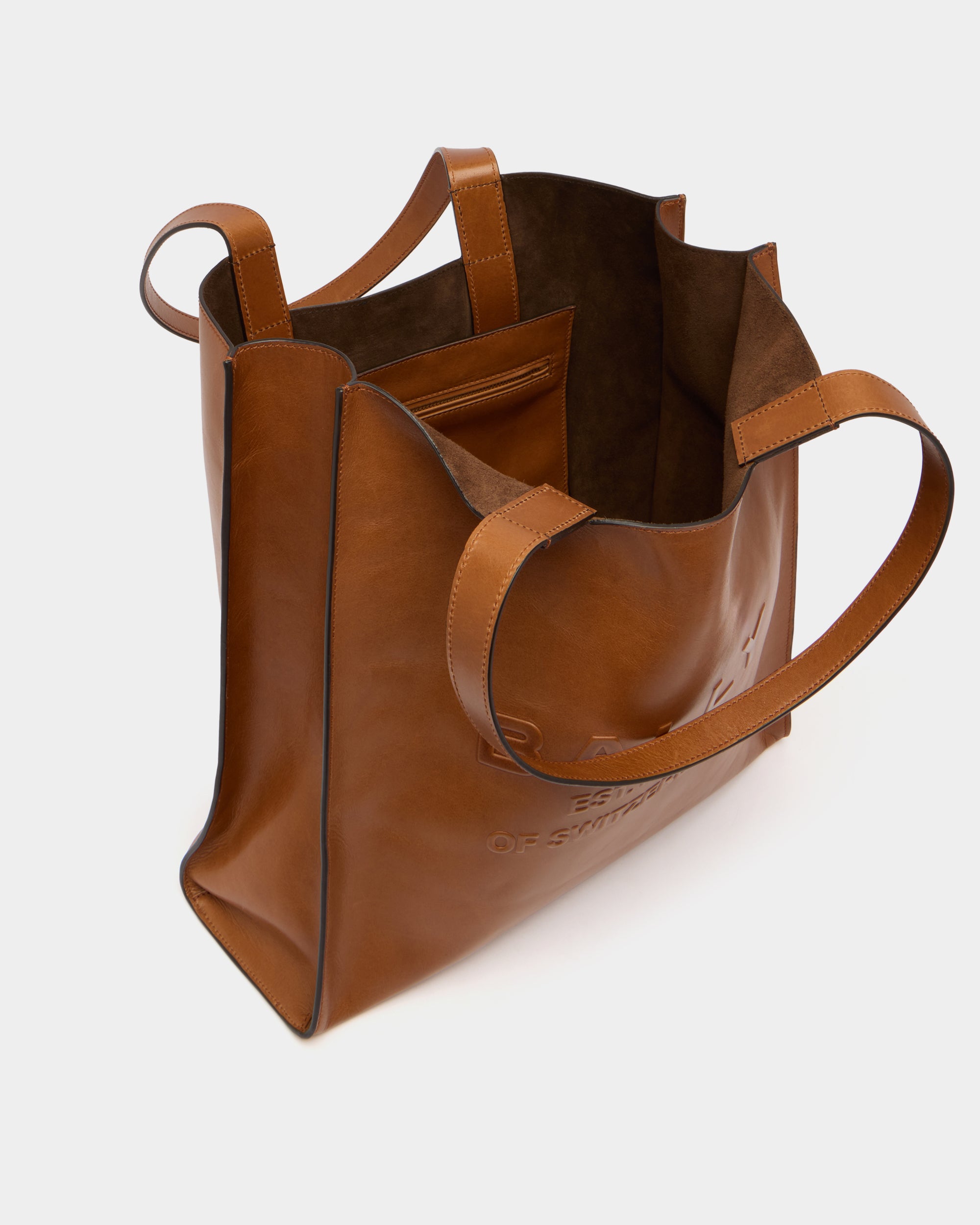 Bally Global - Easy Bally Tote Bag in Amber Brown Leather - Brown