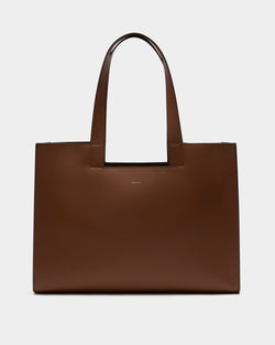 Easy Bally Tote Bag in Brown Leather