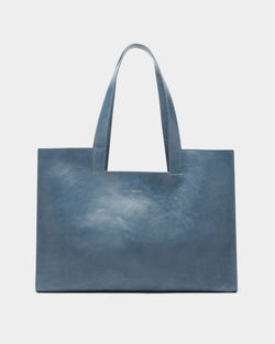 Easy Bally Tote Bag in Light Blue Leather
