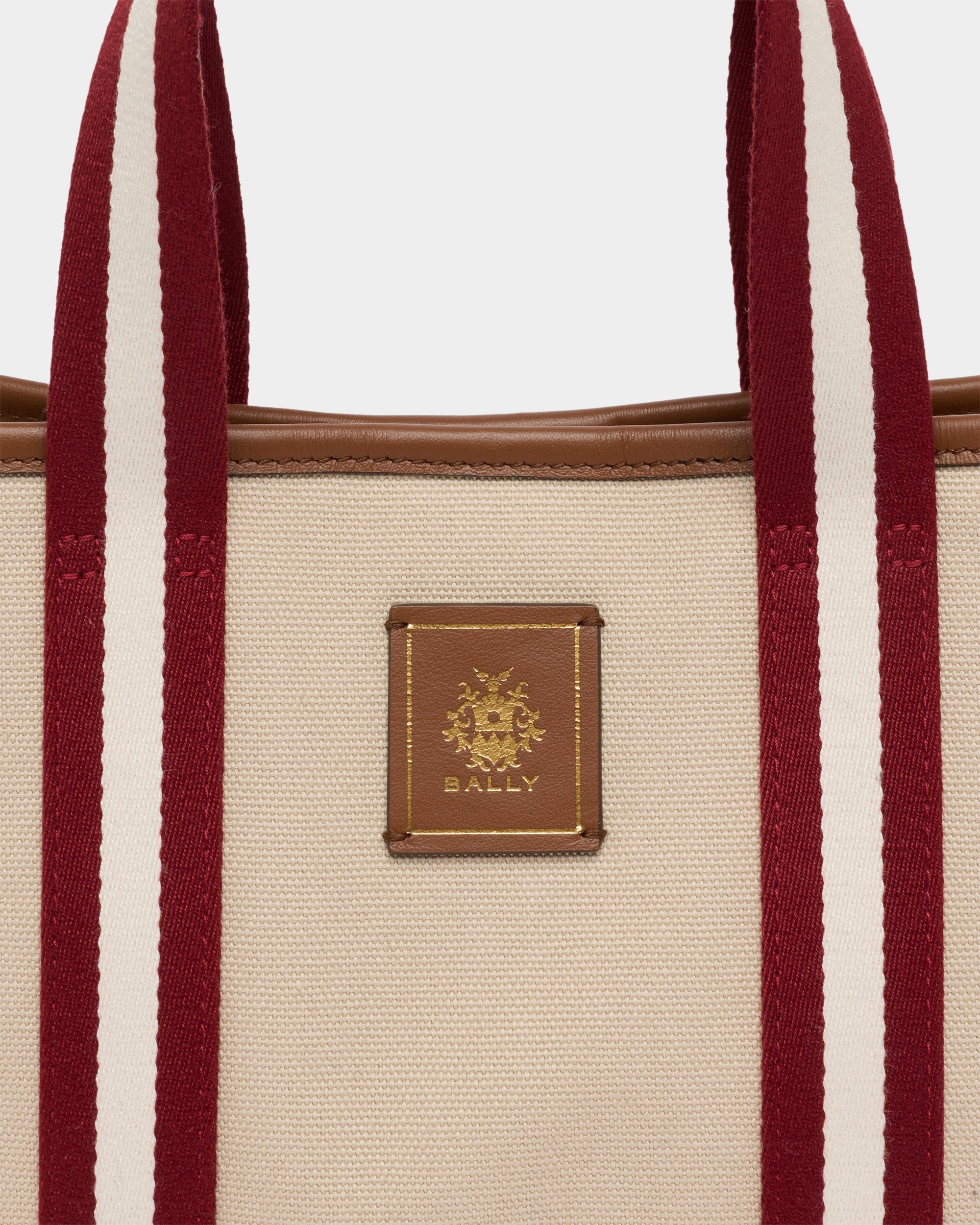 Bally Global - Edelbliss Tote Bag in Ivory Canvas with a Bally Ribbon - White