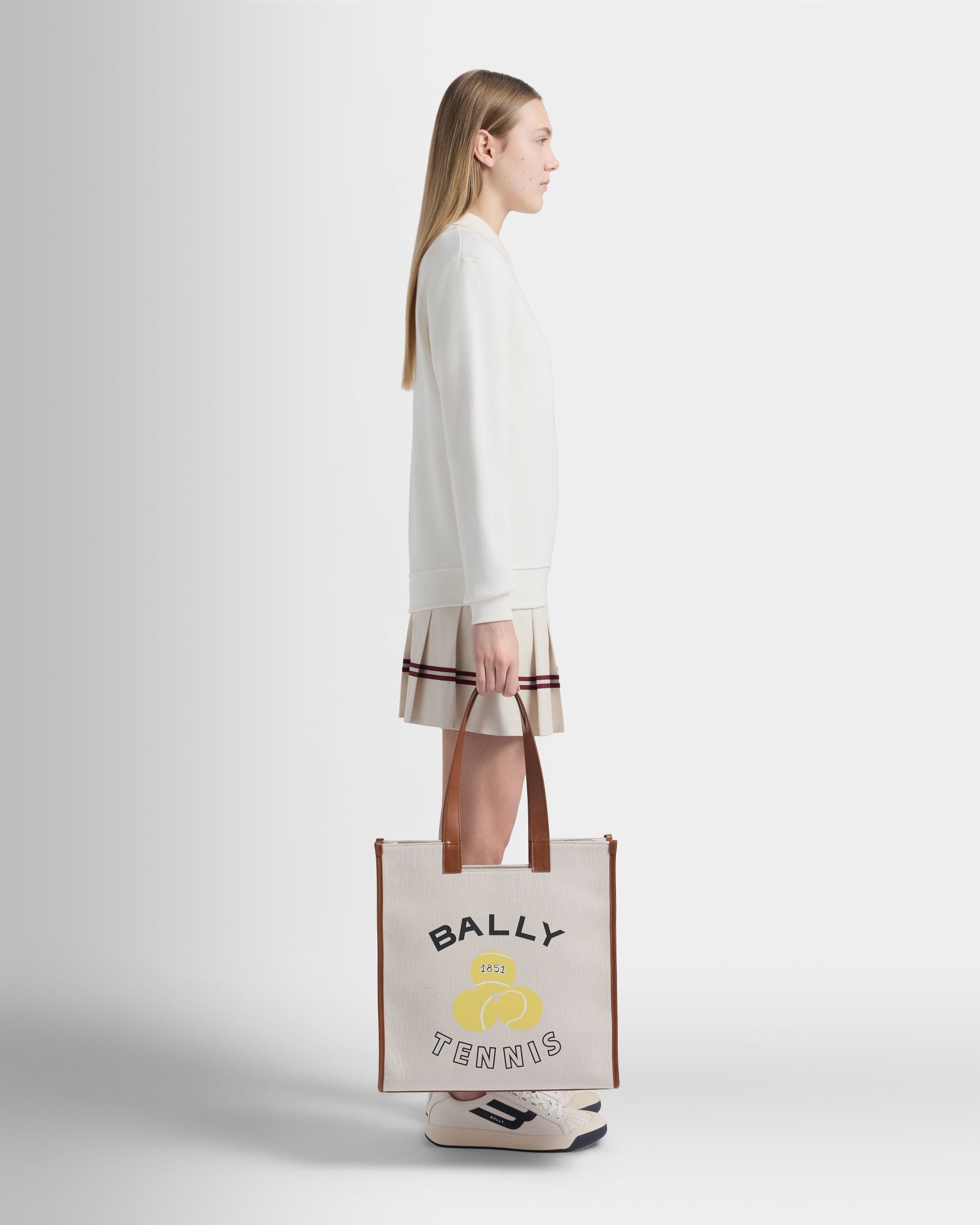 Bally Global - テニスコレクション トートバッグ アイボリーコットンキャンバス - ホワイト