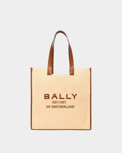 La Plage Tote Bag in Beige Raffia-Effect Fabric