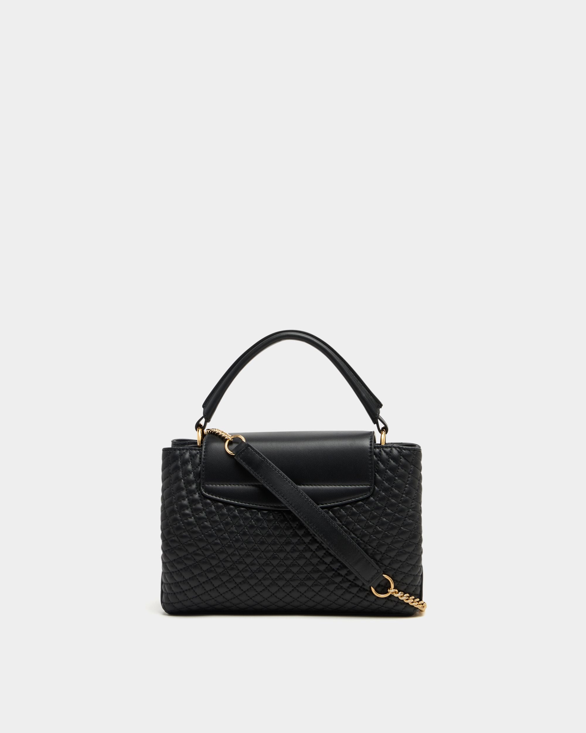 Bally Global - Lock Me Small Top Handle Bag In Black Quilted Leather - Black