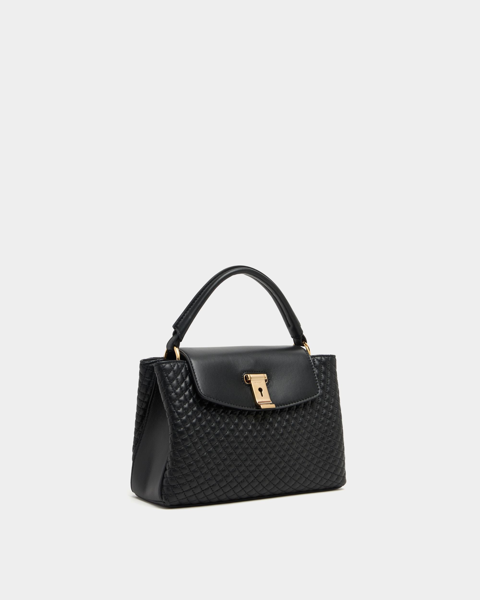 Bally Global - Lock Me Small Top Handle Bag In Black Quilted Leather - Black