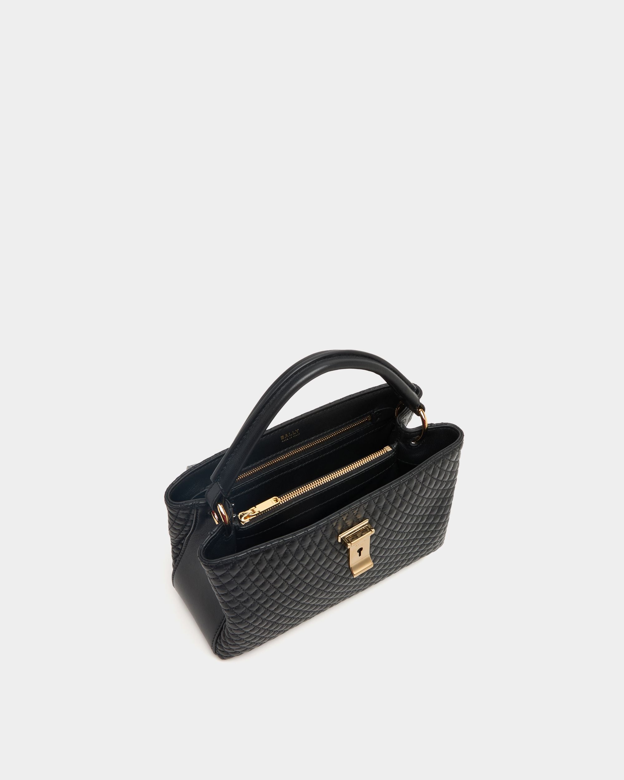 Bally Global - Lock Me Small Top Handle Bag In Black Quilted Leather - Black