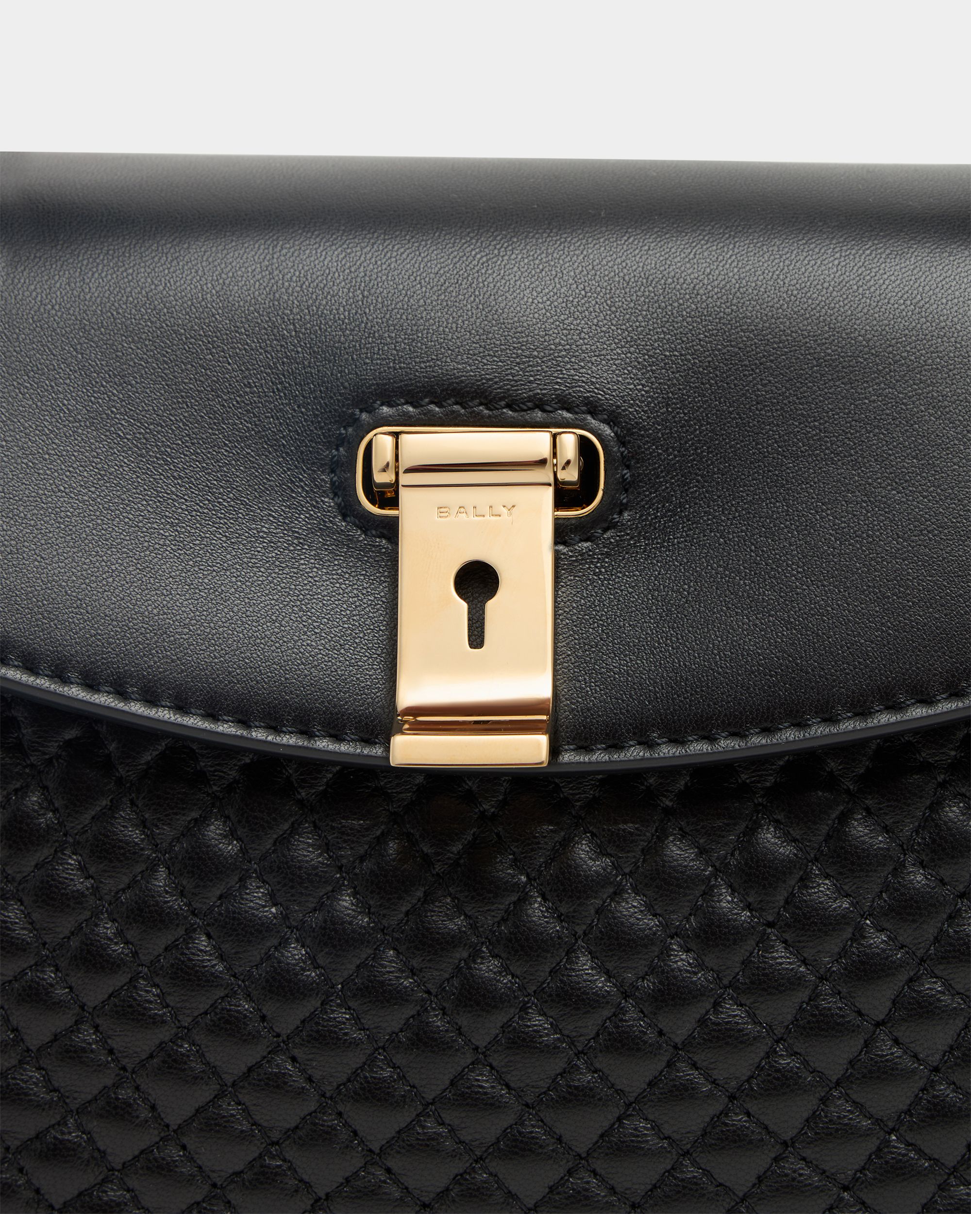 Bally Global - Lock Me Small Top Handle Bag In Black Quilted Leather - Black