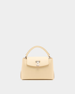 Lock Me Small Top Handle Bag in Ginger Grained Leather