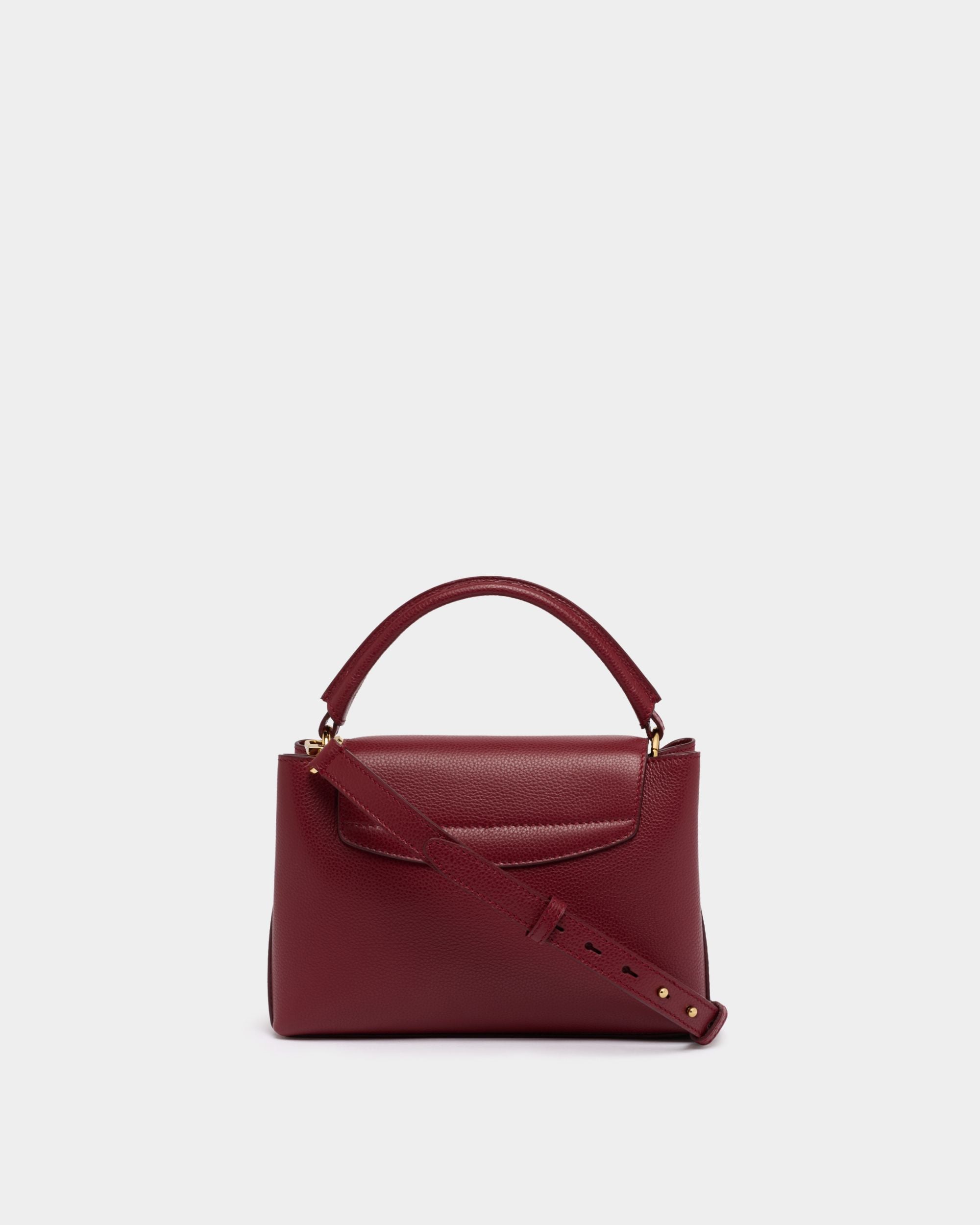 Bally Global - Lock Me Small Top Handle Bag in Ruby Red Grained Leather - Red