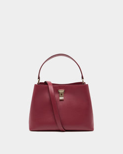 Lock Me トップハンドルバッグ ルビーレッドグレインレザー