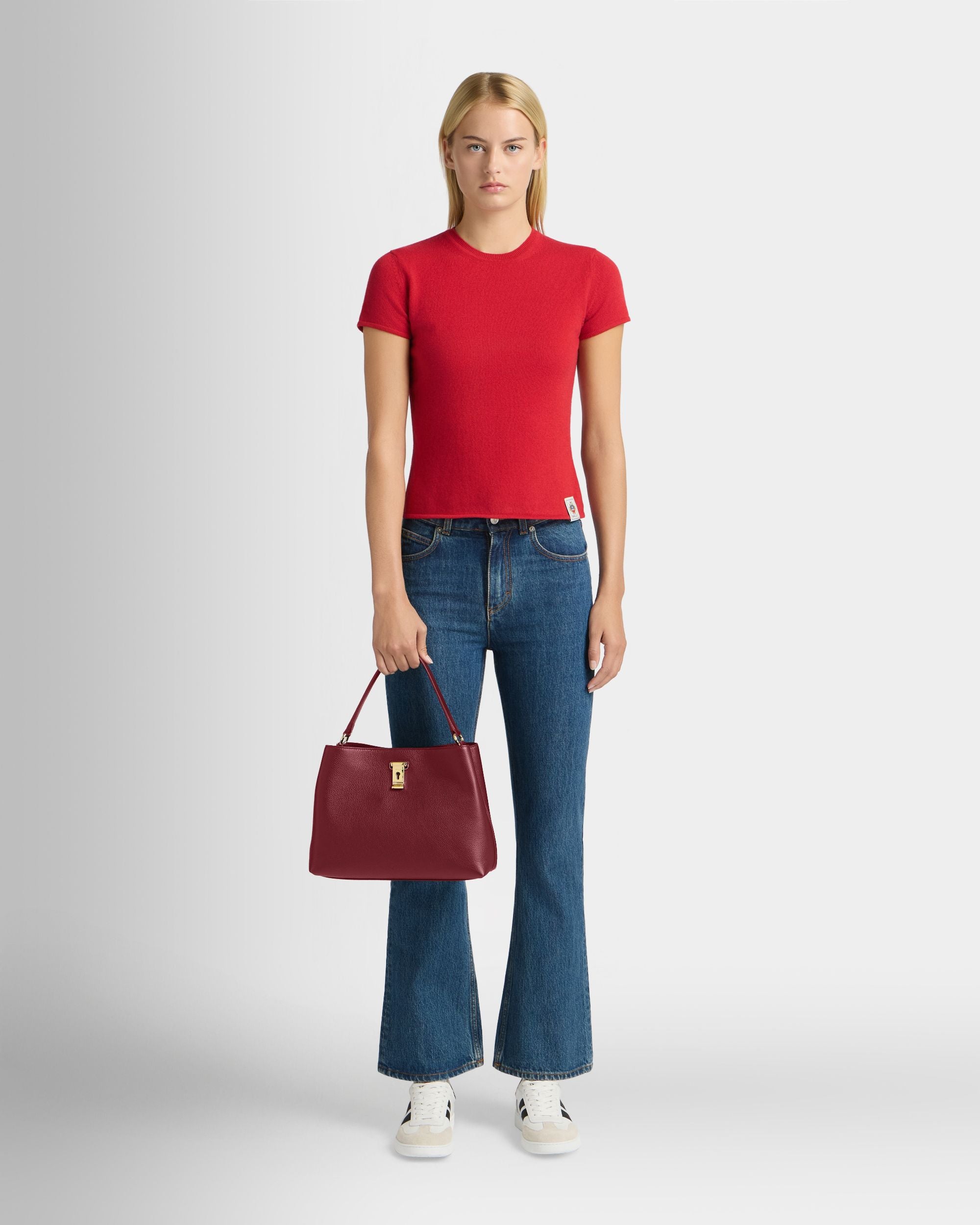 Bally Global - Lock Me トップハンドルバッグ ルビーレッドグレインレザー - レッド