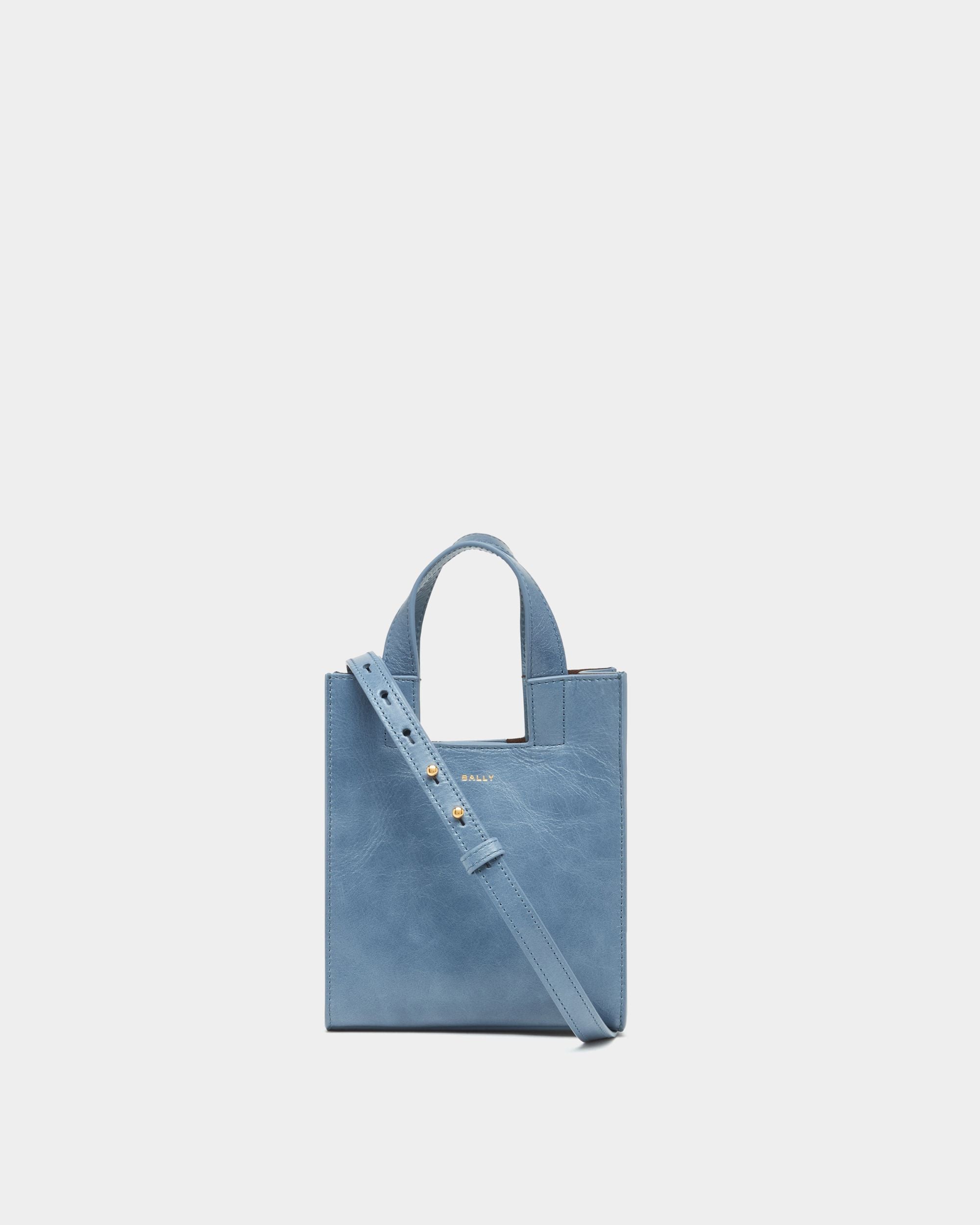 Bally Global - Easy Bally Small Tote Bag in Light Blue Leather - Blue