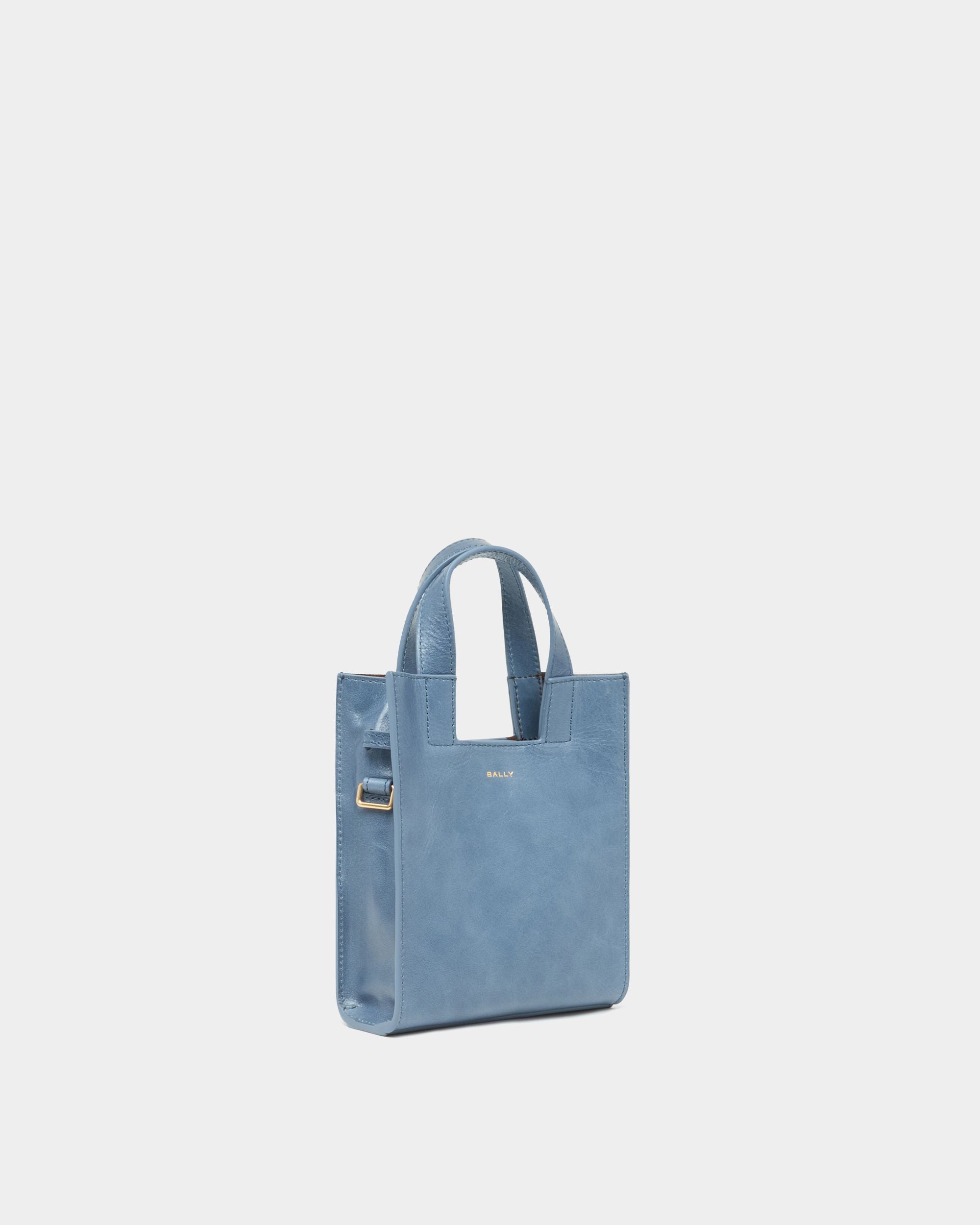 Bally Global - Easy Bally Small Tote Bag in Light Blue Leather - Blue