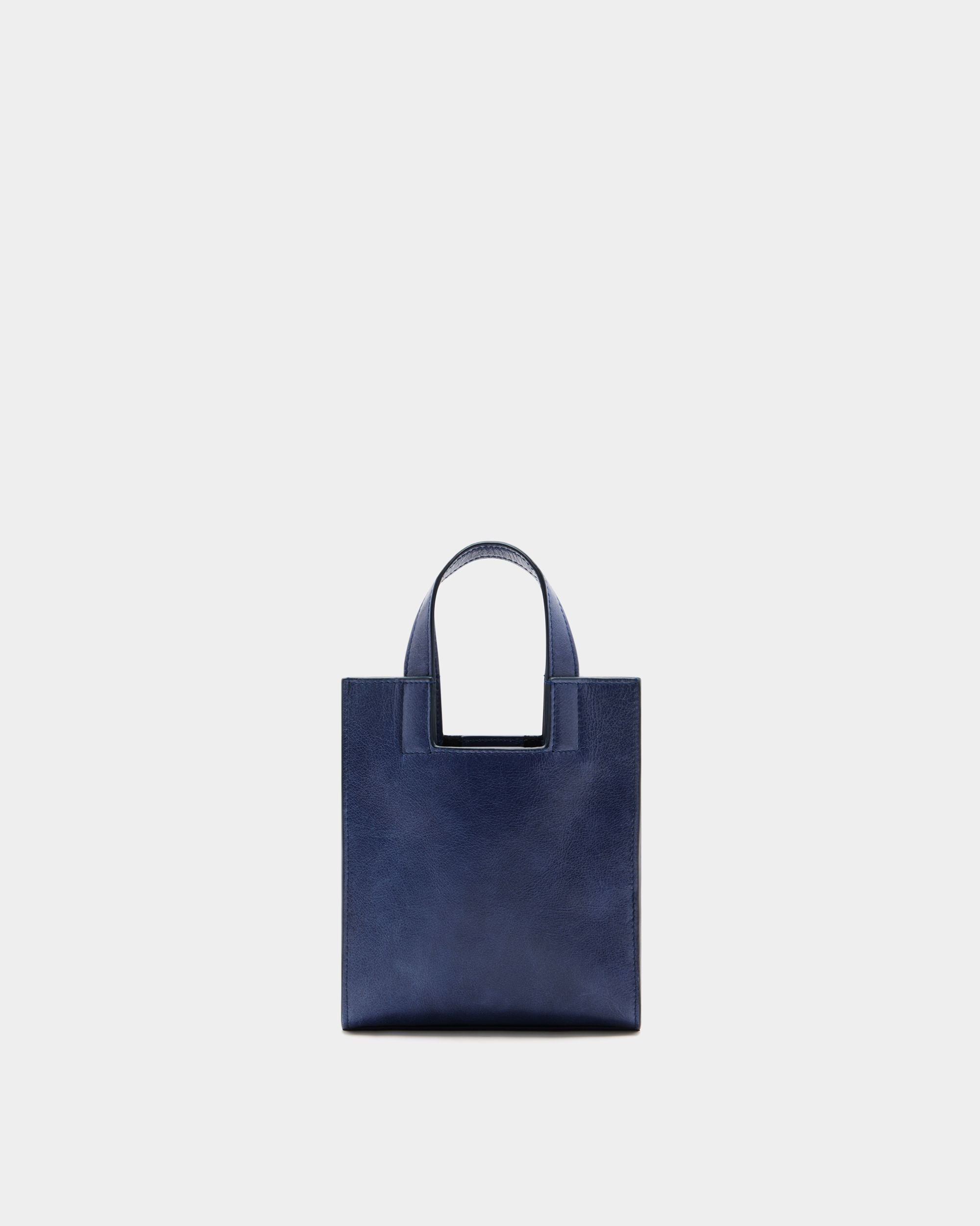 Bally Global - Easy Bally Small Tote Bag in Navy Blue Leather - Blue
