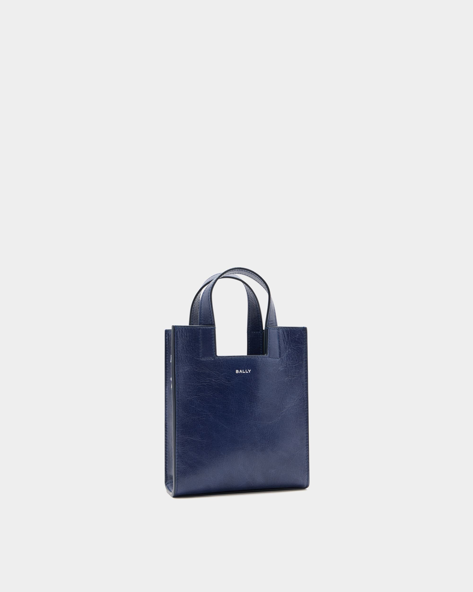Bally Global - Easy Bally Small Tote Bag in Navy Blue Leather - Blue