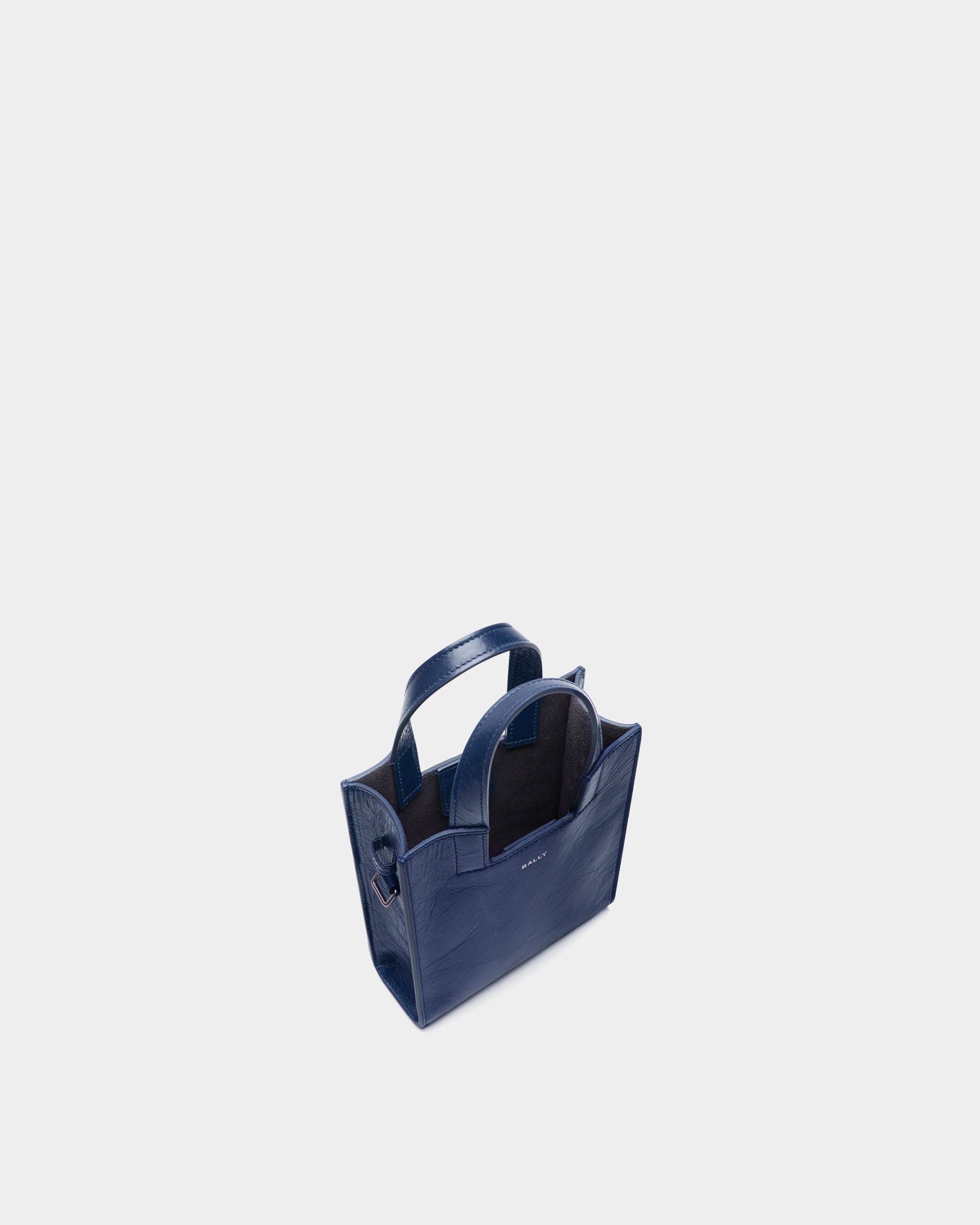 Bally Global - Easy Bally Small Tote Bag in Navy Blue Leather - Blue