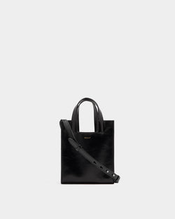 Easy Bally Small Tote Bag in Black Leather