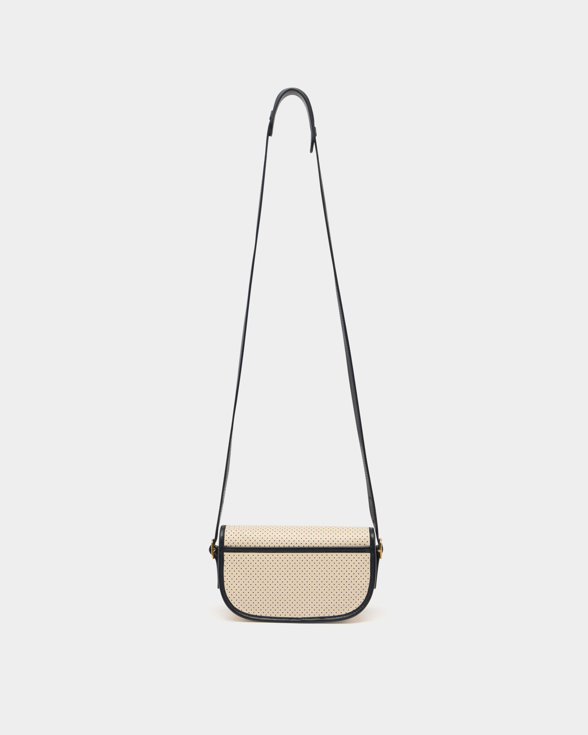 Bally Global - Tennis Collection Minibag in Ivory and Blue Perforated Leather - White