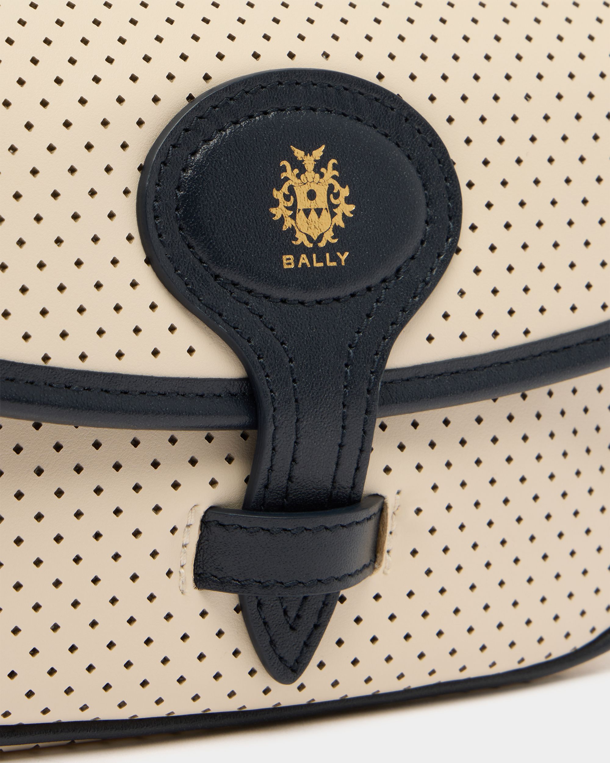 Bally Global - Tennis Collection Minibag in Ivory and Blue Perforated Leather - White