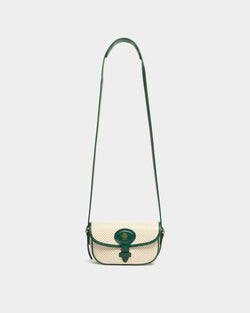 Tennis Collection Minibag in Ivory and Green Perforated Leather
