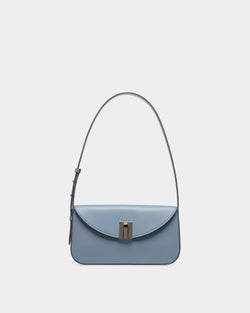 Ollam Small Shoulder Bag in Light Blue Leather