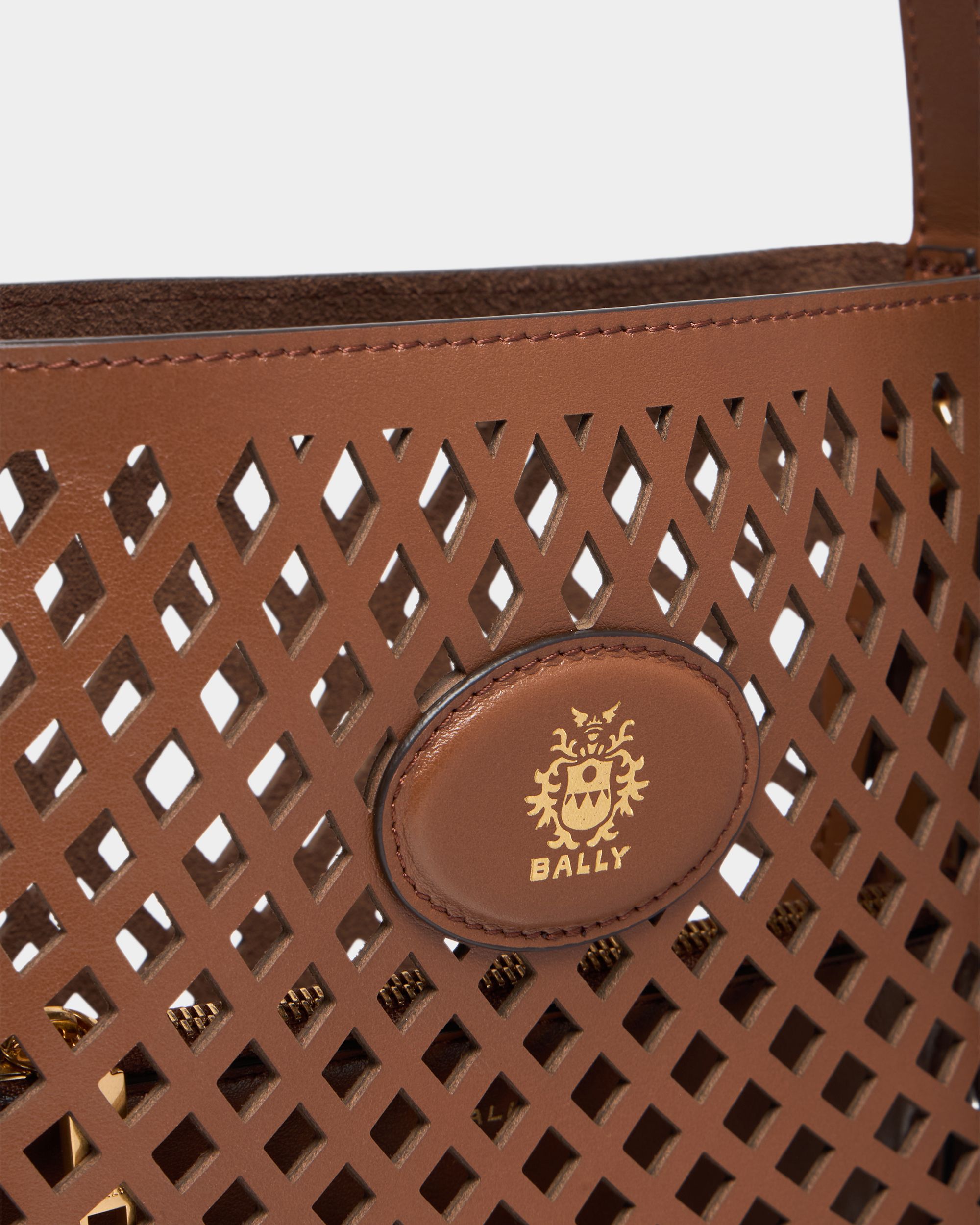 Bally Global - Signature Bucket Bag in Brown Laser-Cut Leather - Brown