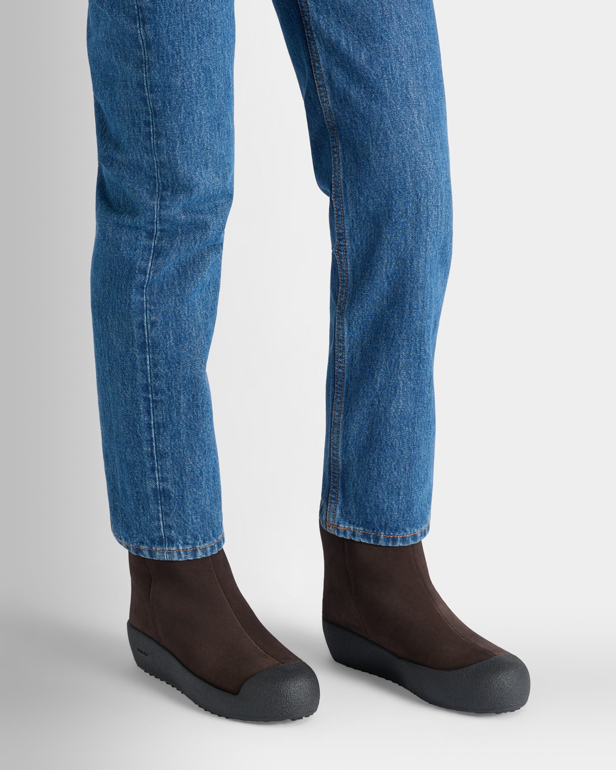 Bally Global - Bally Curling Bootie in Ebano Suede - Brown