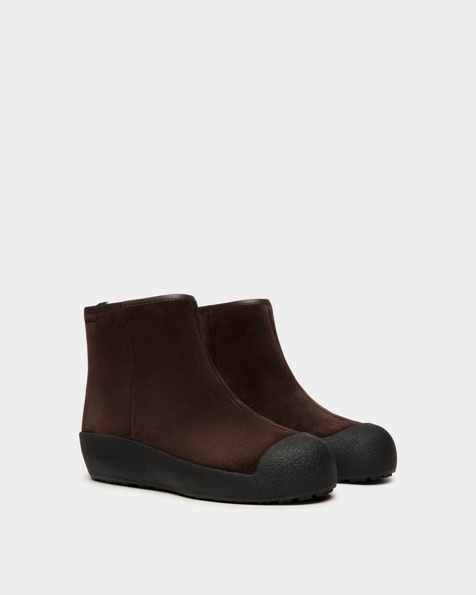 Bally Global - Bally Curling Bootie in Ebano Suede - Brown