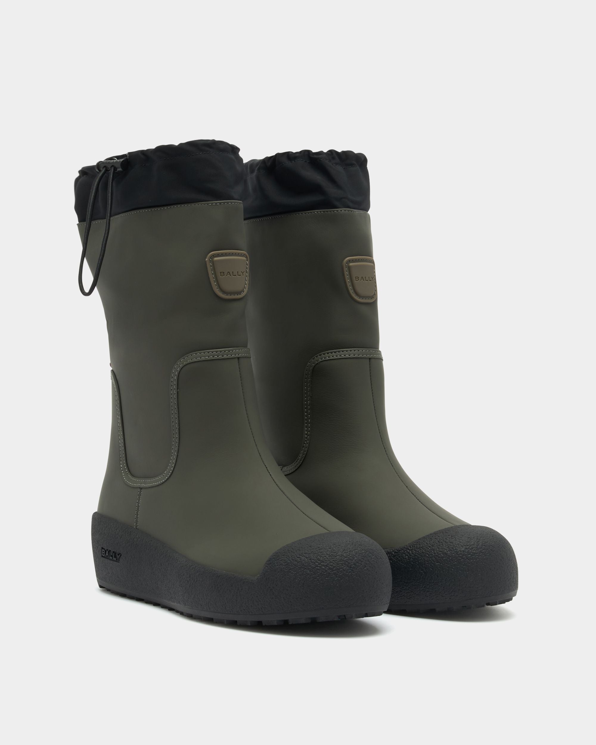 Bally Global - Bally Curling Boot in Military Green and Black Leather - Green