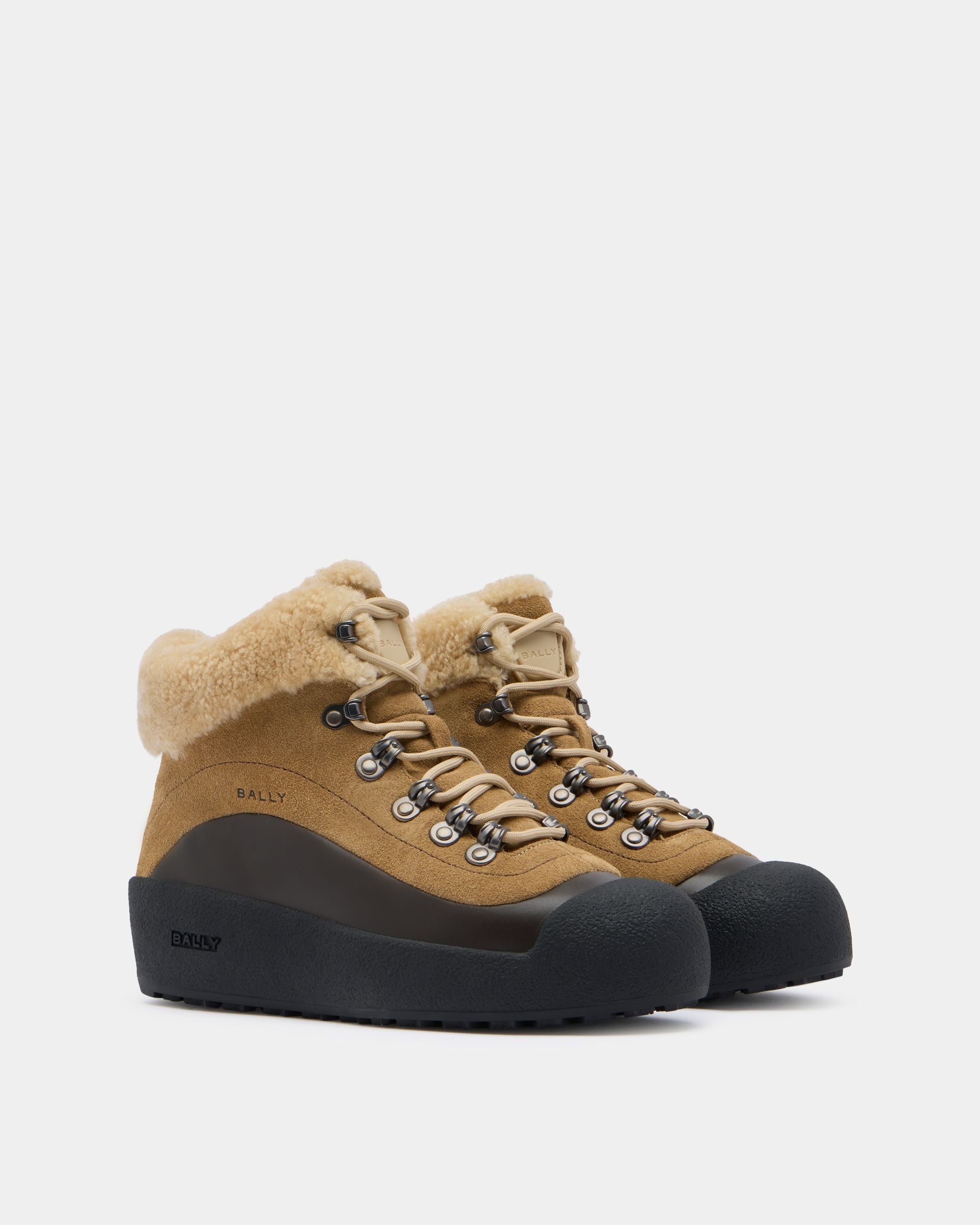 Bally Global - Bally Curling ブーティ ブラウン スエード＆ブラック レザー - ブラウン