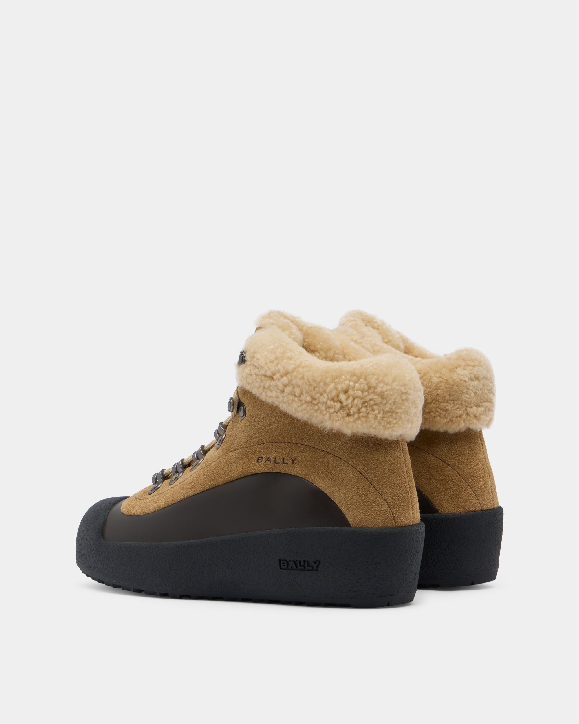 Bally Global - Bally Curling ブーティ ブラウン スエード＆ブラック レザー - ブラウン