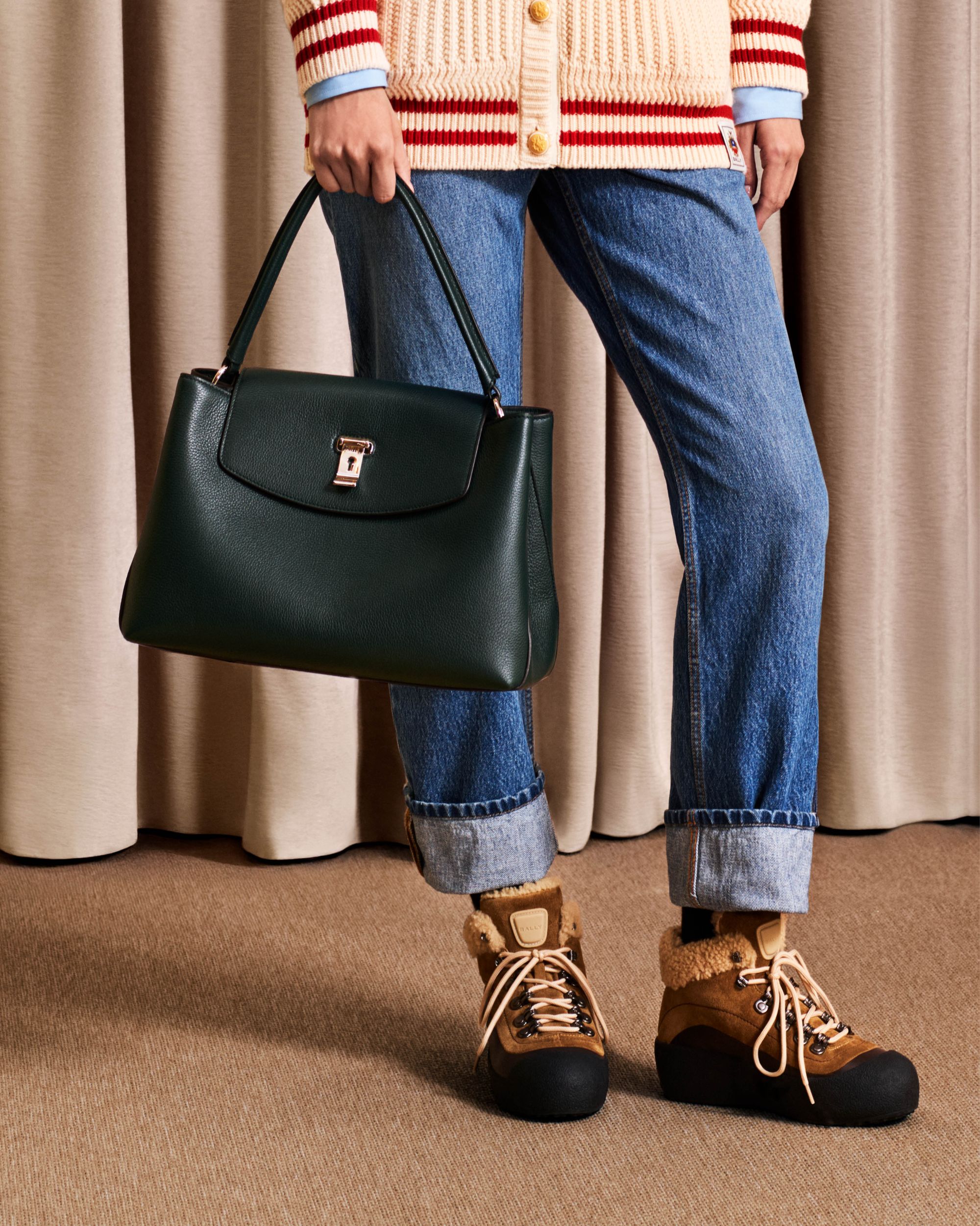 Bally Global - Bally Curling ブーティ ブラウン スエード＆ブラック レザー - ブラウン