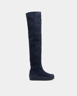 Bally Curling Over-the-knee Boot in Navy Blue Suede