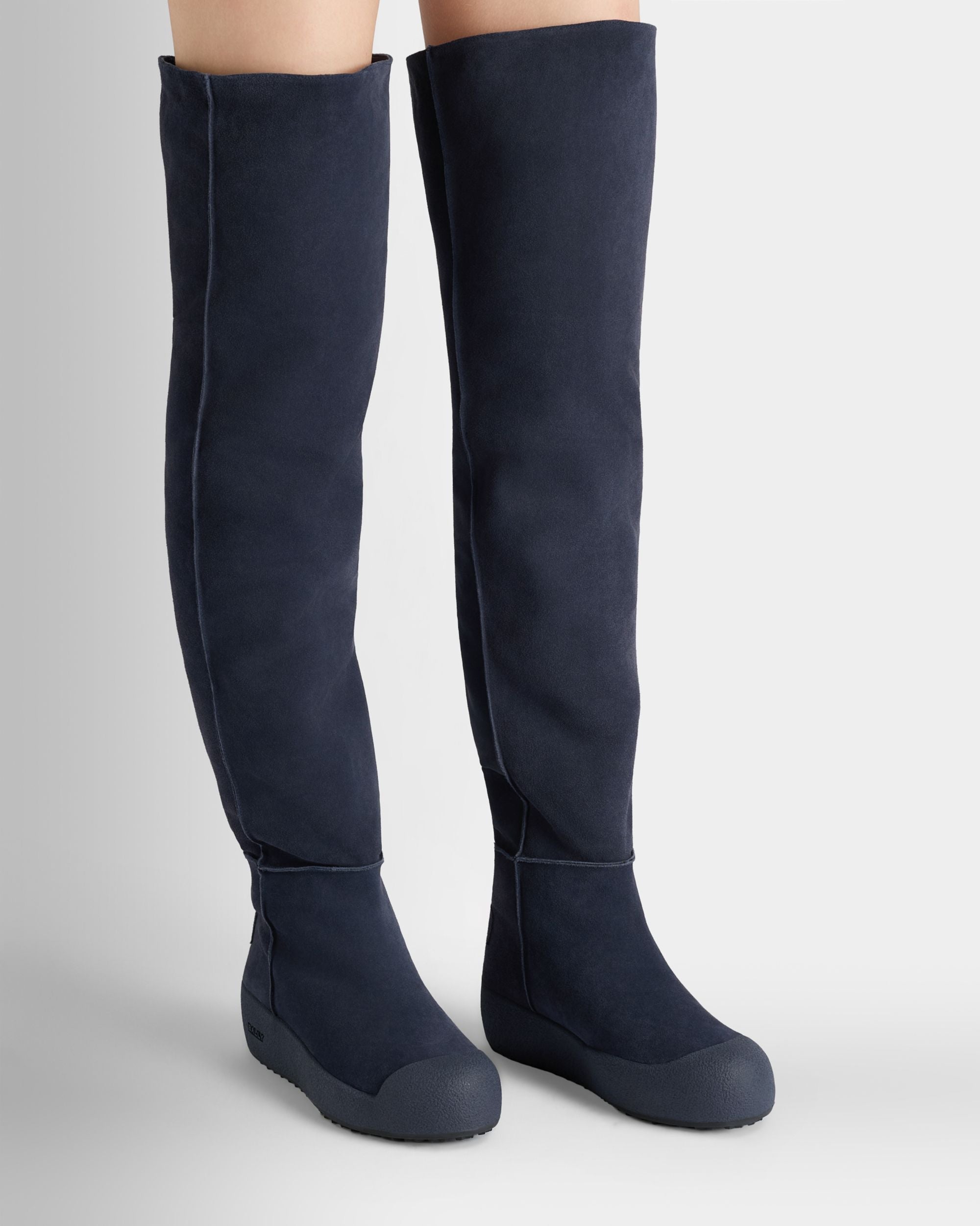 Bally Global - Bally Curling ニーハイブーツ ネイビーブルー スエード - ブルー