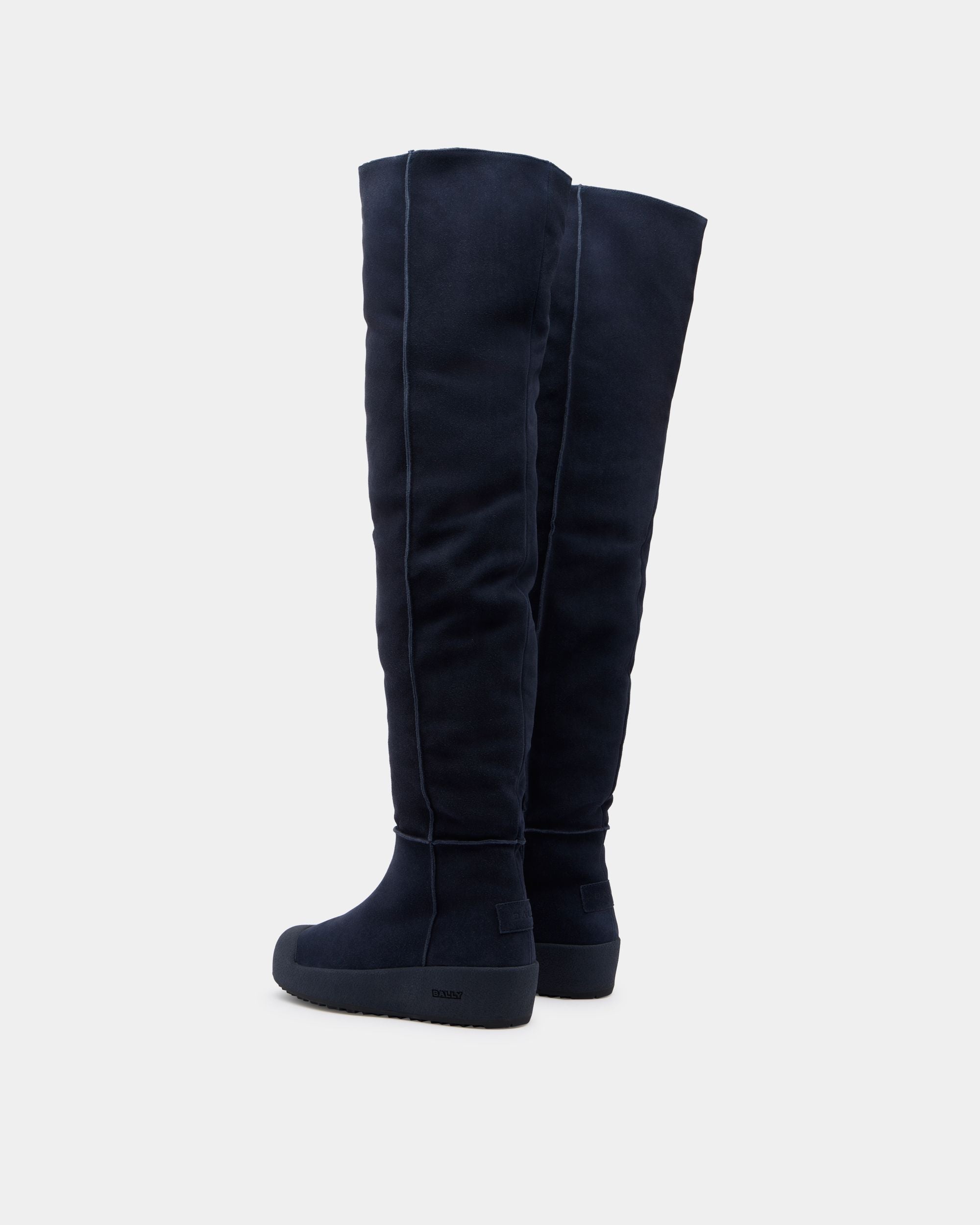 Bally Global - Bally Curling ニーハイブーツ ネイビーブルー スエード - ブルー