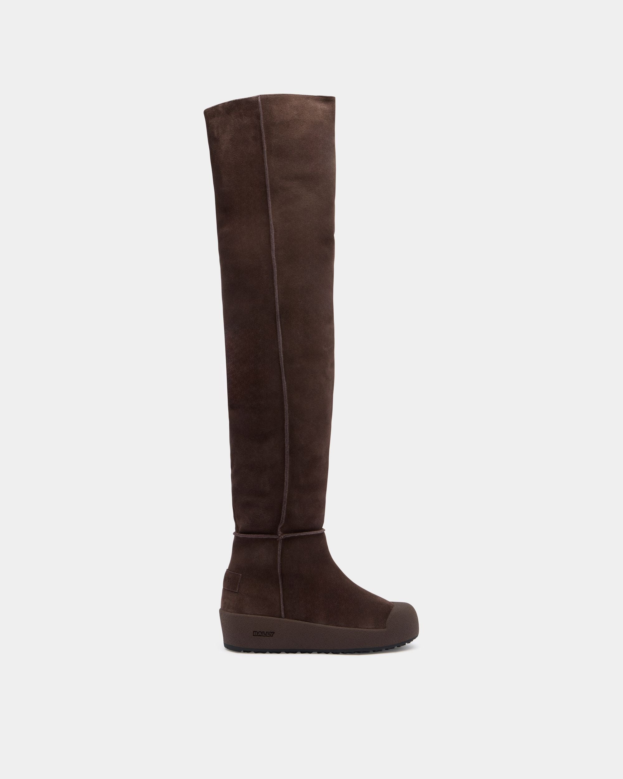 Bally Global - Bally Curling Over-the-knee Boot in Ebano Suede - Brown