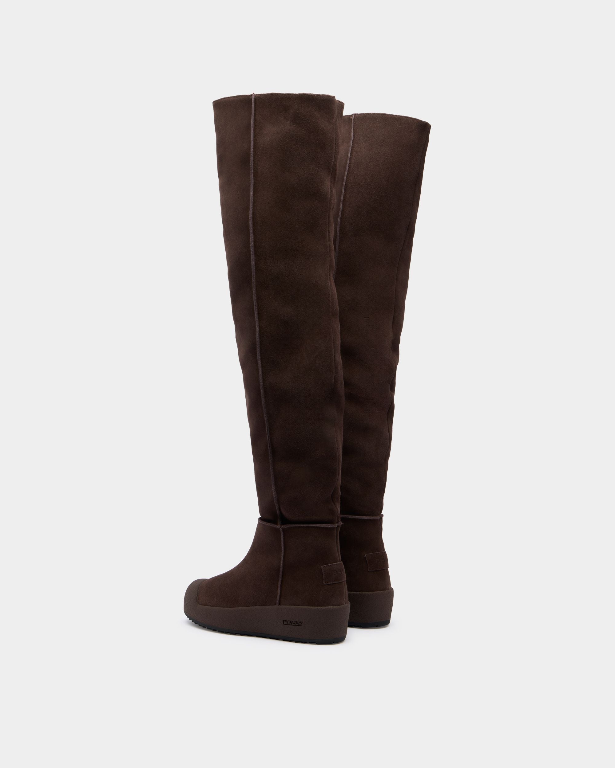Bally Global - Bally Curling Over-the-knee Boot in Ebano Suede - Brown