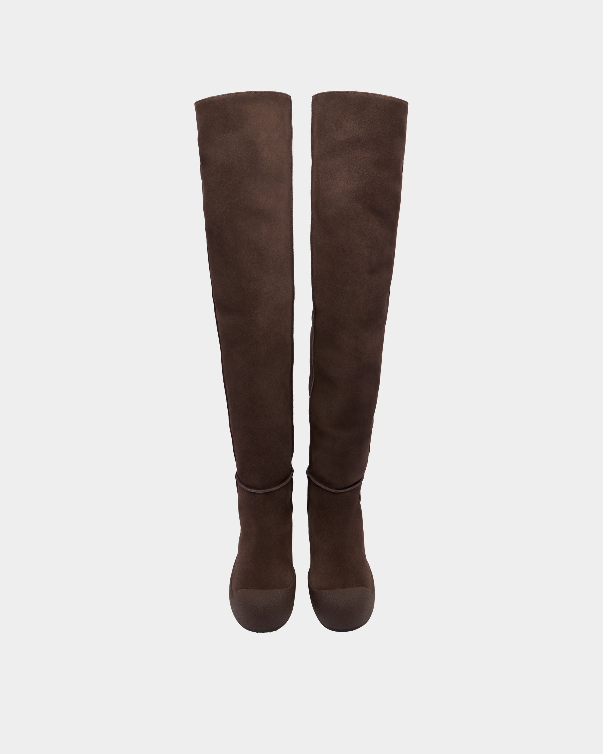 Bally Global - Bally Curling Over-the-knee Boot in Ebano Suede - Brown