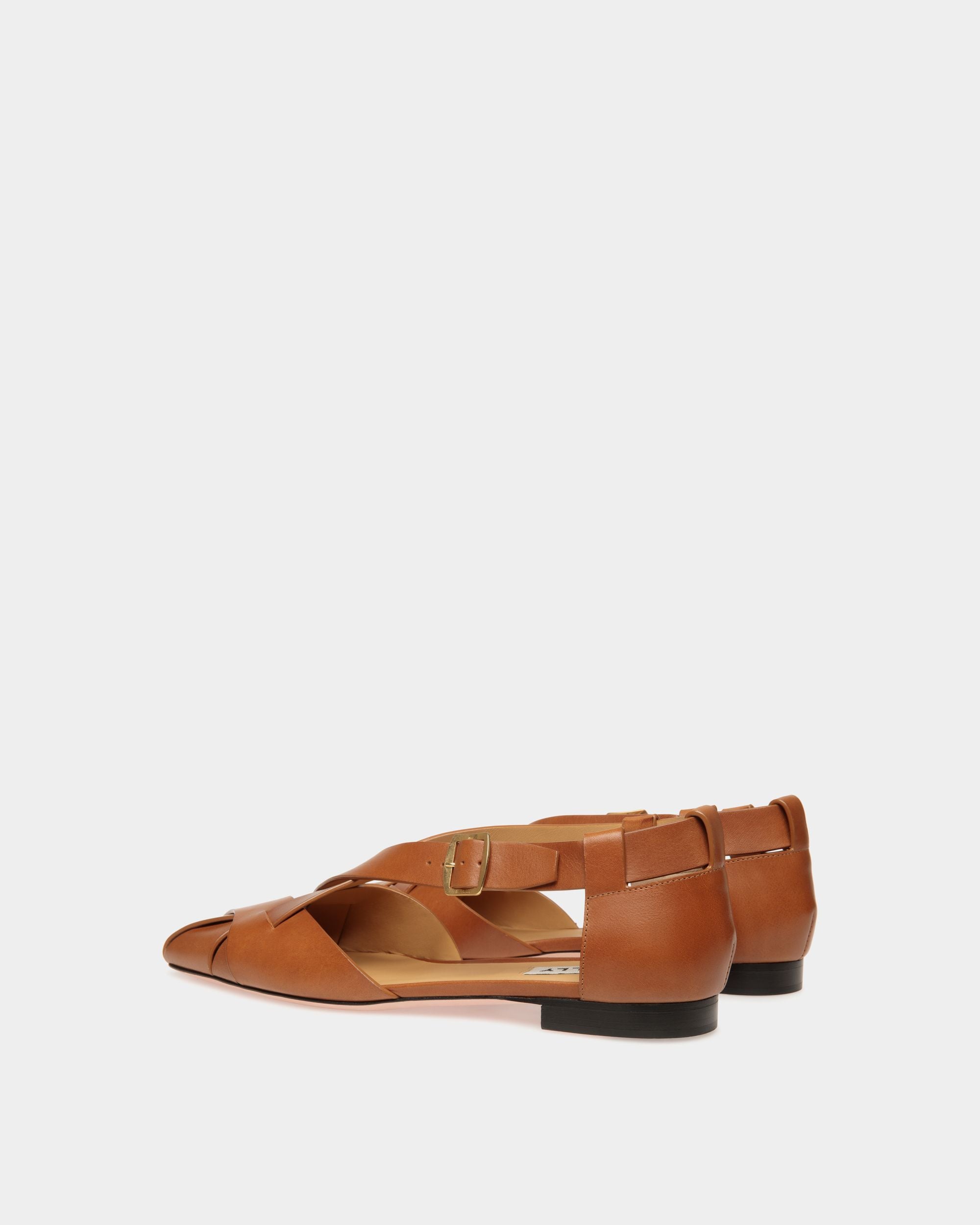 Bally Global - Sylt Flat in Brown Brushed Leather - Brown