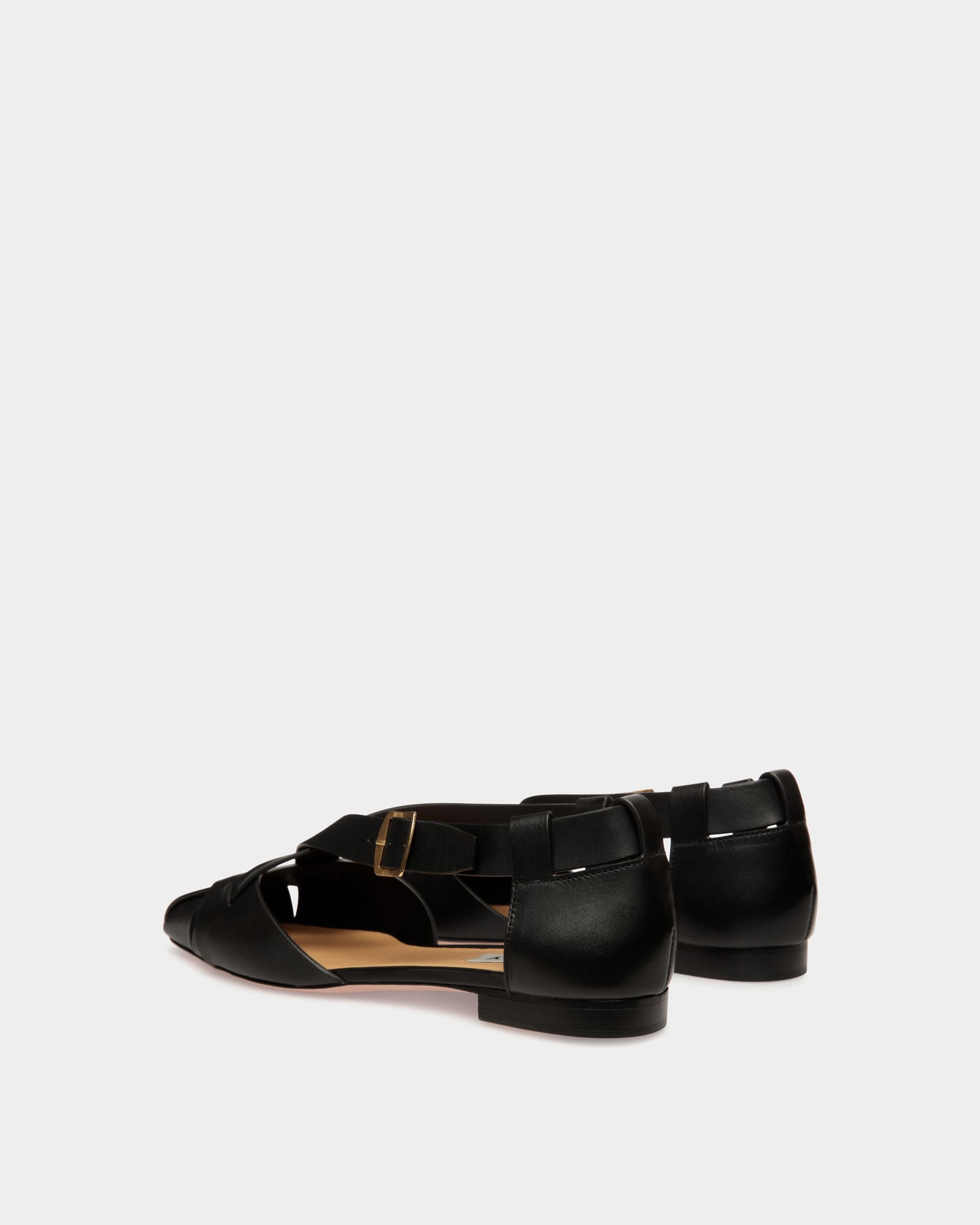 Bally Global - Sylt フラットサンダル ブラック ブラッシュドレザー - ブラック