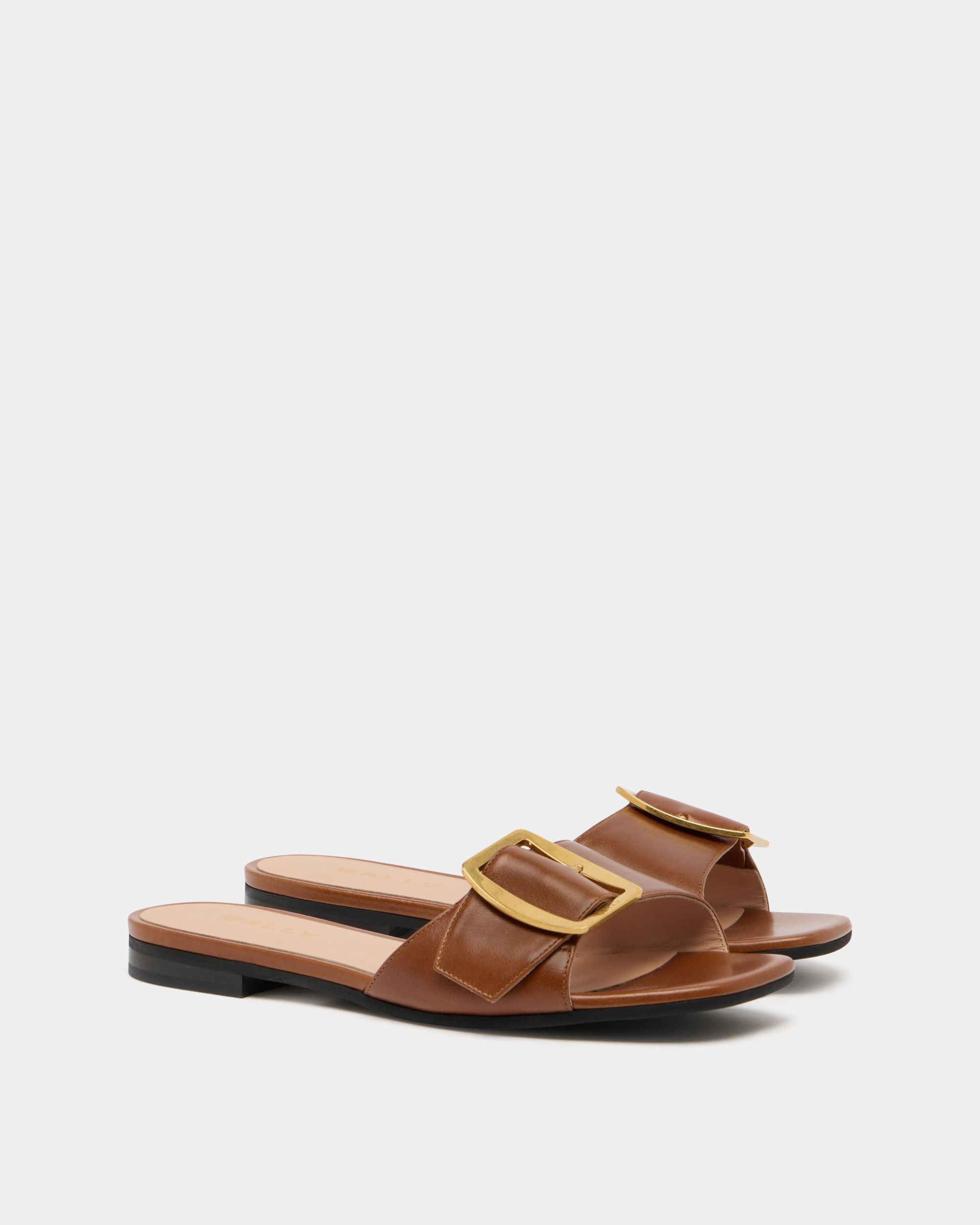 Bally Global - Boucle Slide in Amber Brown Leather - Brown