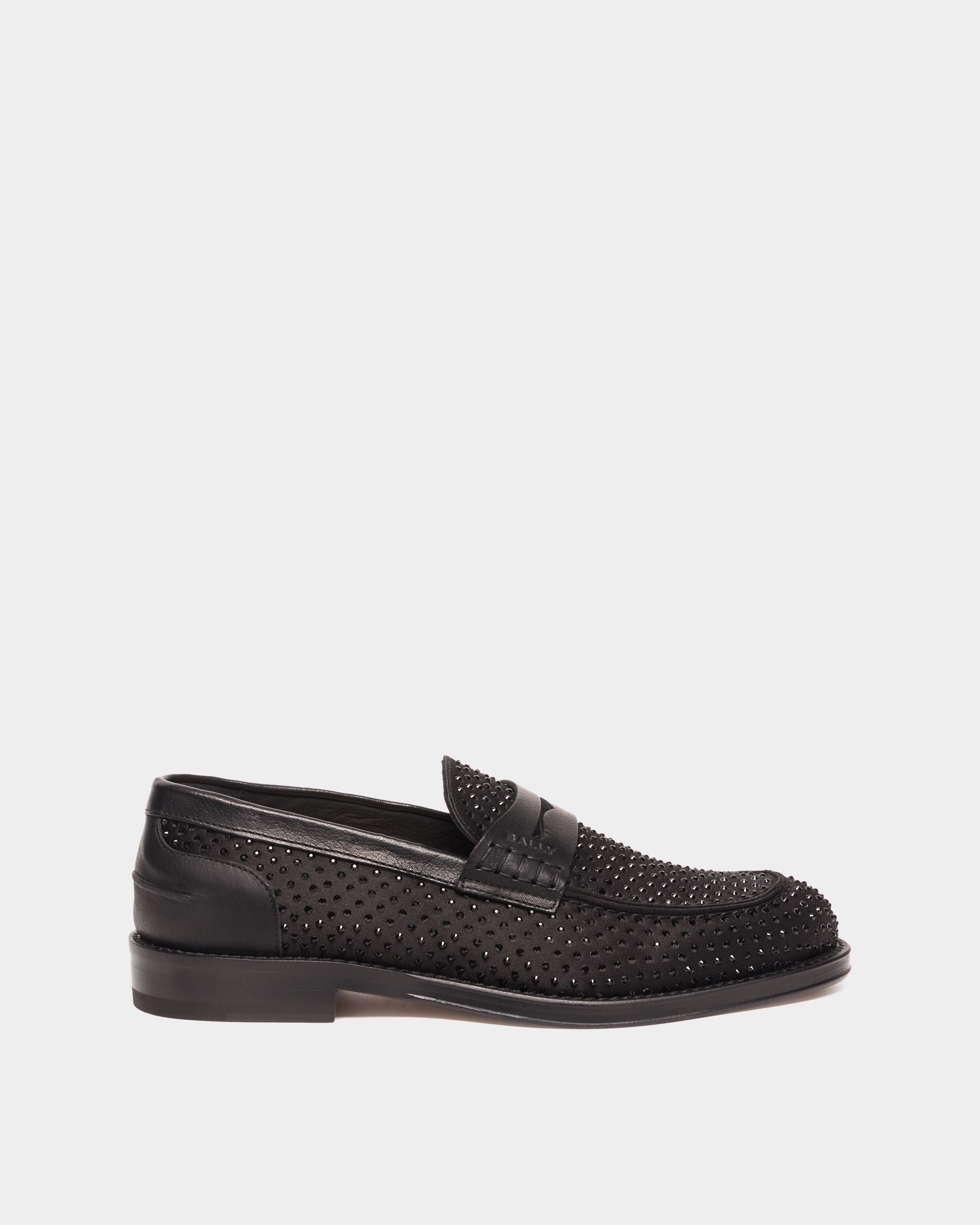 Bally Global - Flair Loafer in Black Fabric and Rhinestones - Black